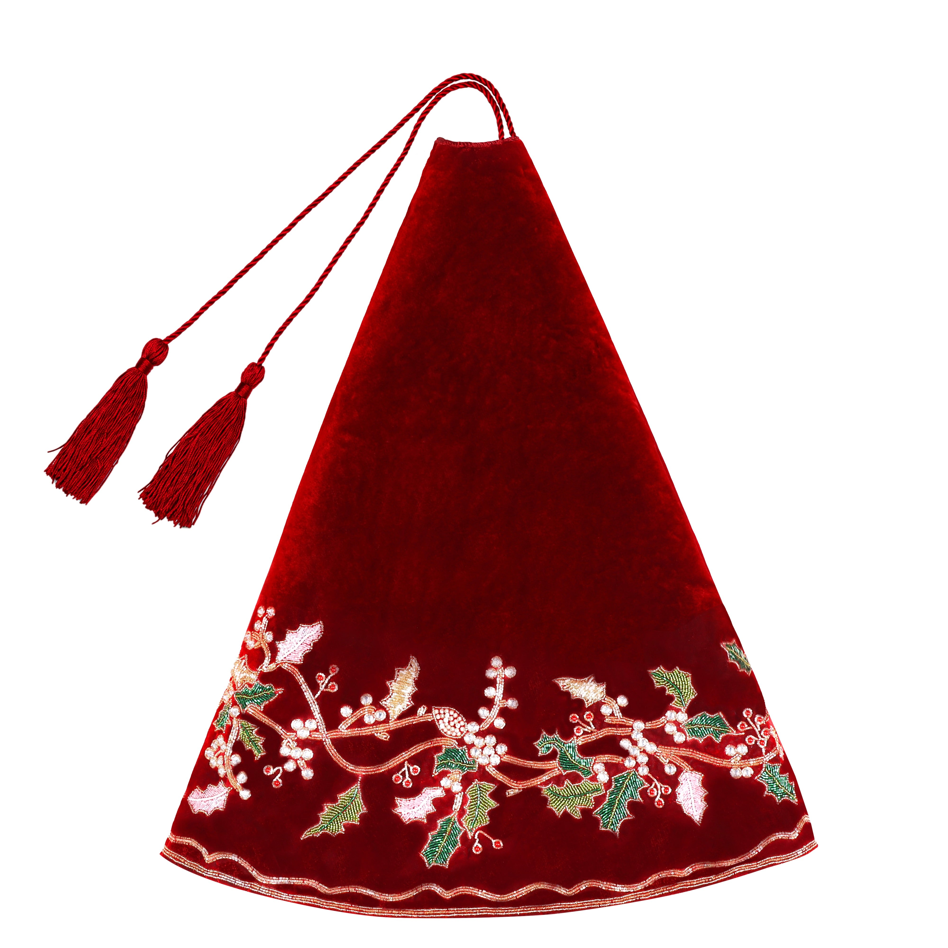 Grand Wreath Red Velvet Christmas Tree Skirt