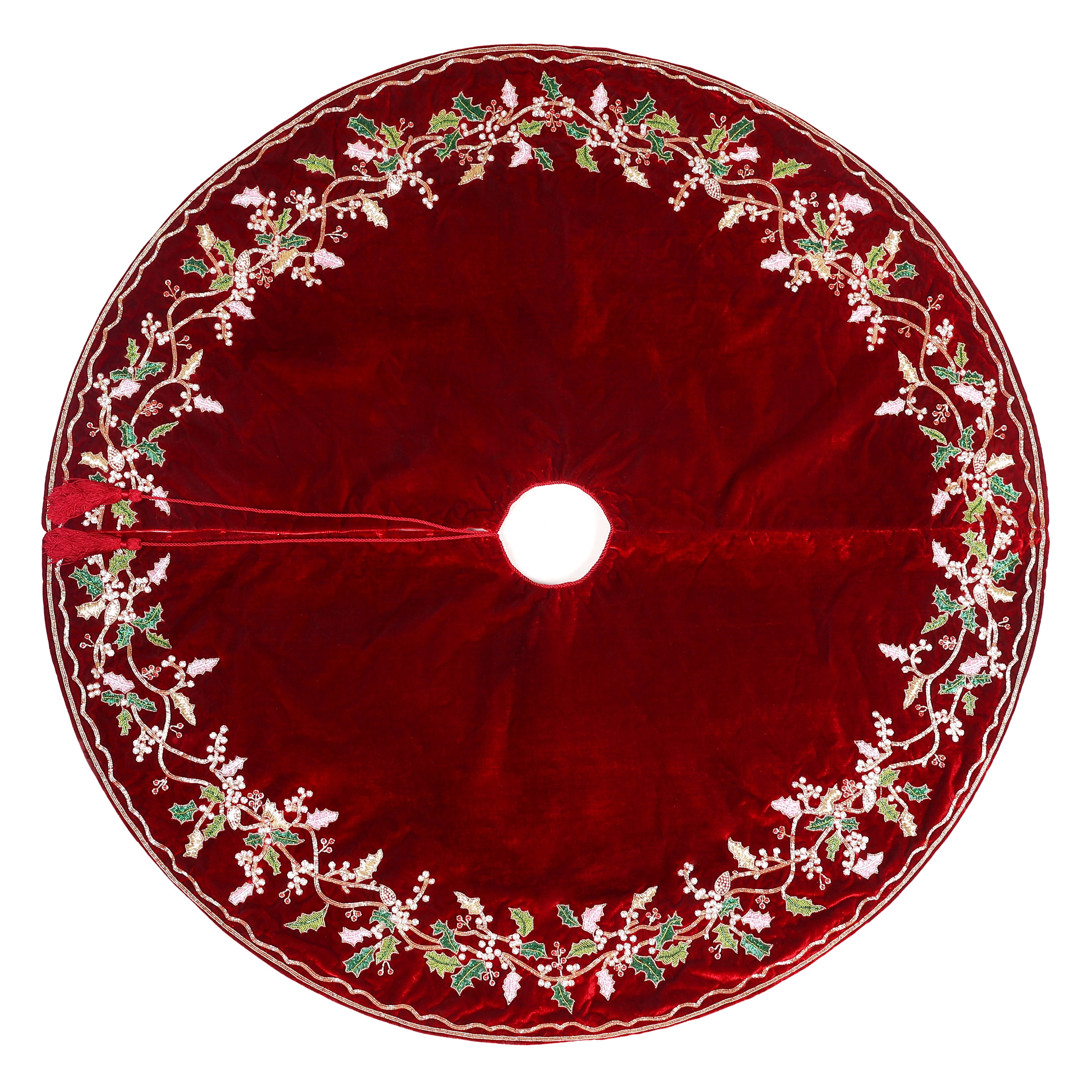 Grand Wreath Red Velvet Christmas Tree Skirt