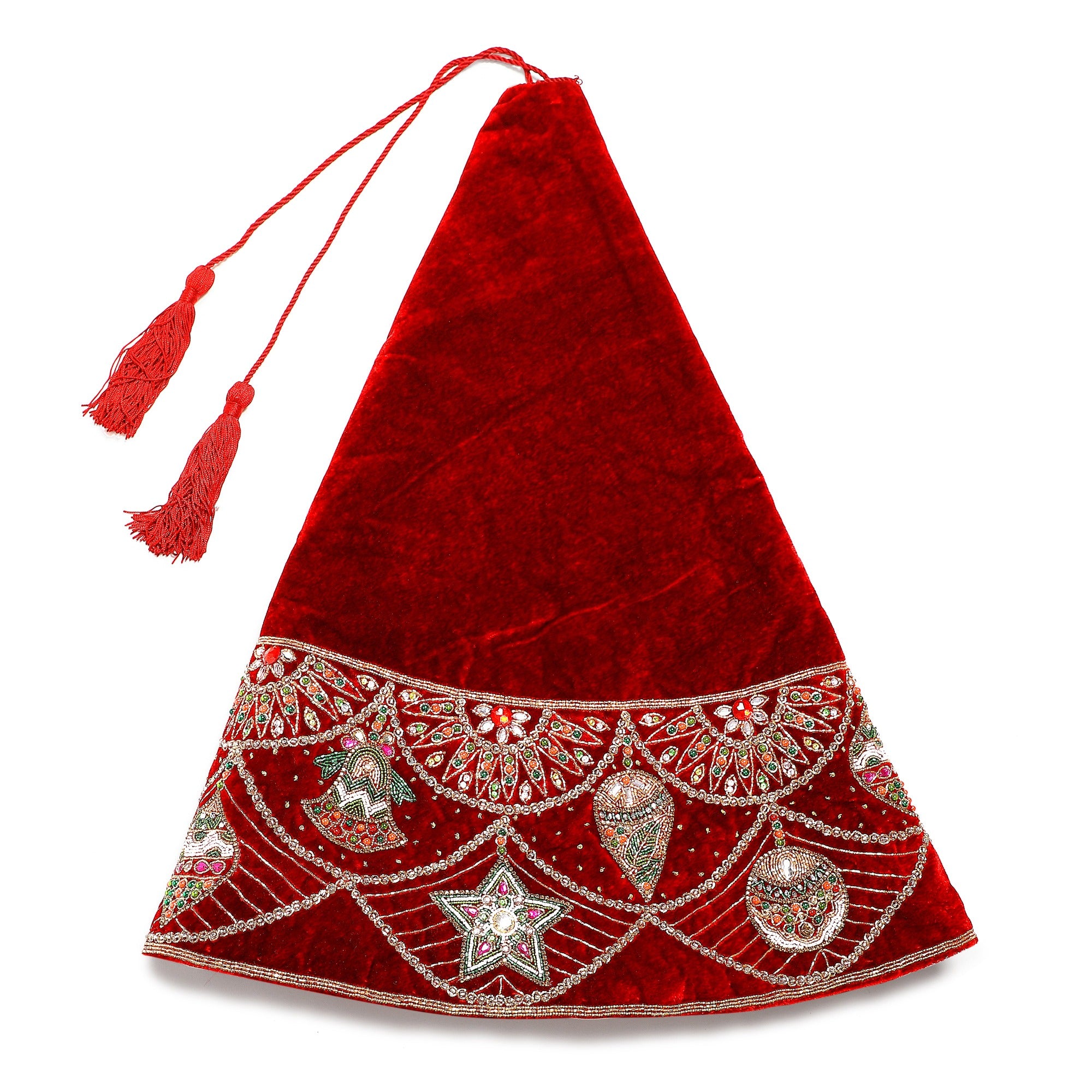 Ornament Charm Red Velvet Christmas Tree Skirt