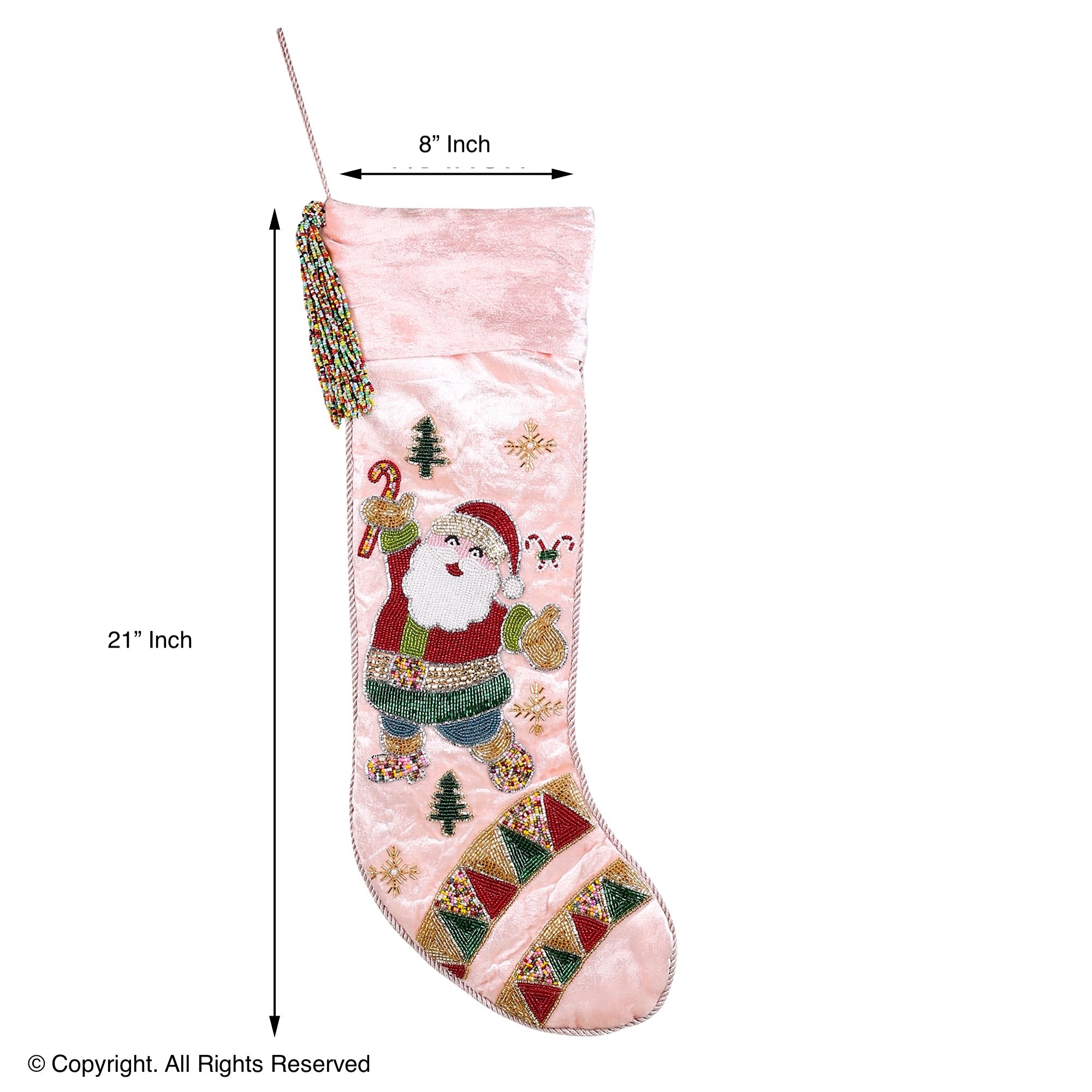 PERSONALISED SANTA DANCE PARTY PINK VELVET CHRISTMAS STOCKING