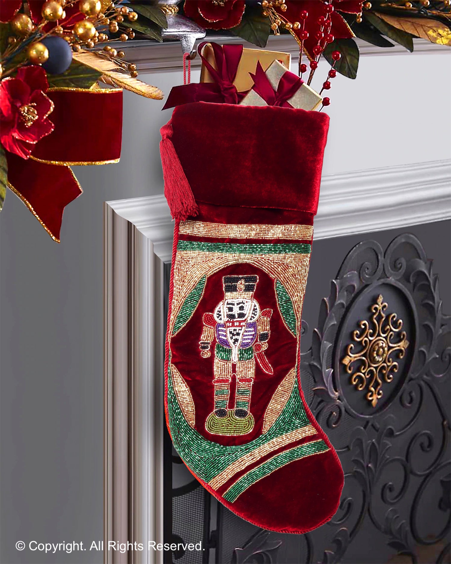 PERSONALISED NUTCRACKER RED VELVET CHRISTMAS STOCKING