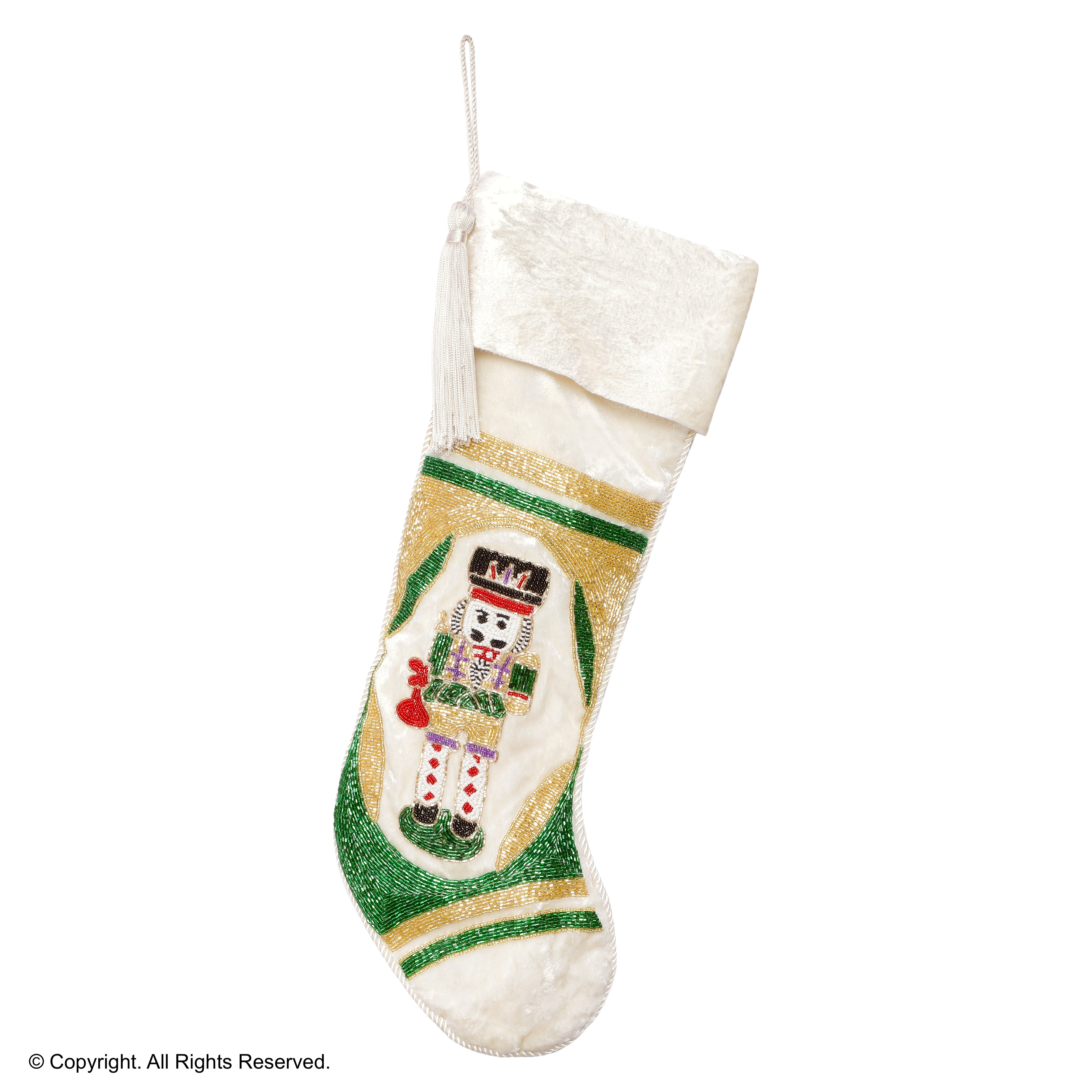 PERSONALISED NUTCRACKER WHITE VELVET CHRISTMAS STOCKING