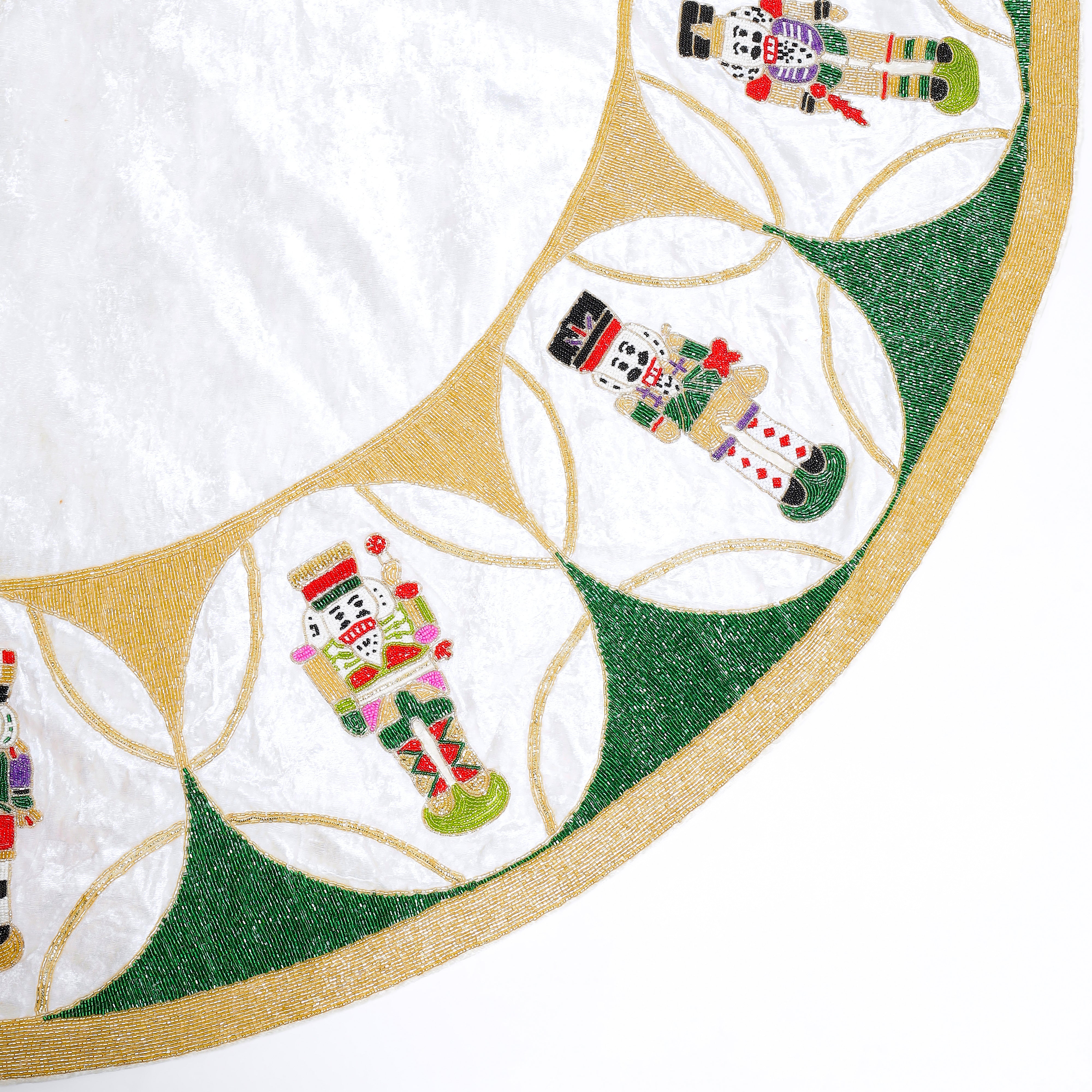 Nutcracker White Velvet Christmas Tree Skirt