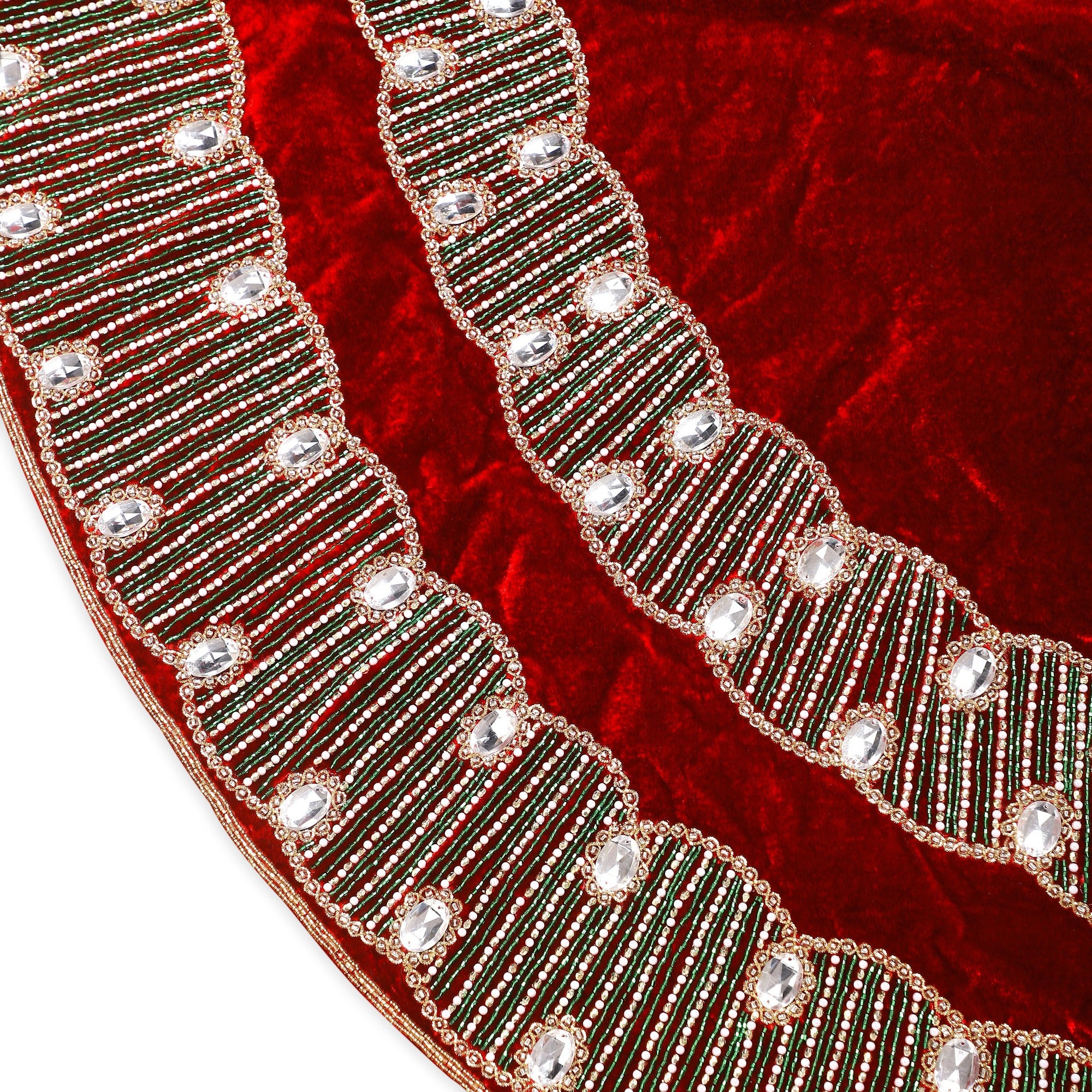 Spiral Charm Red Velvet Christmas Tree Skirt