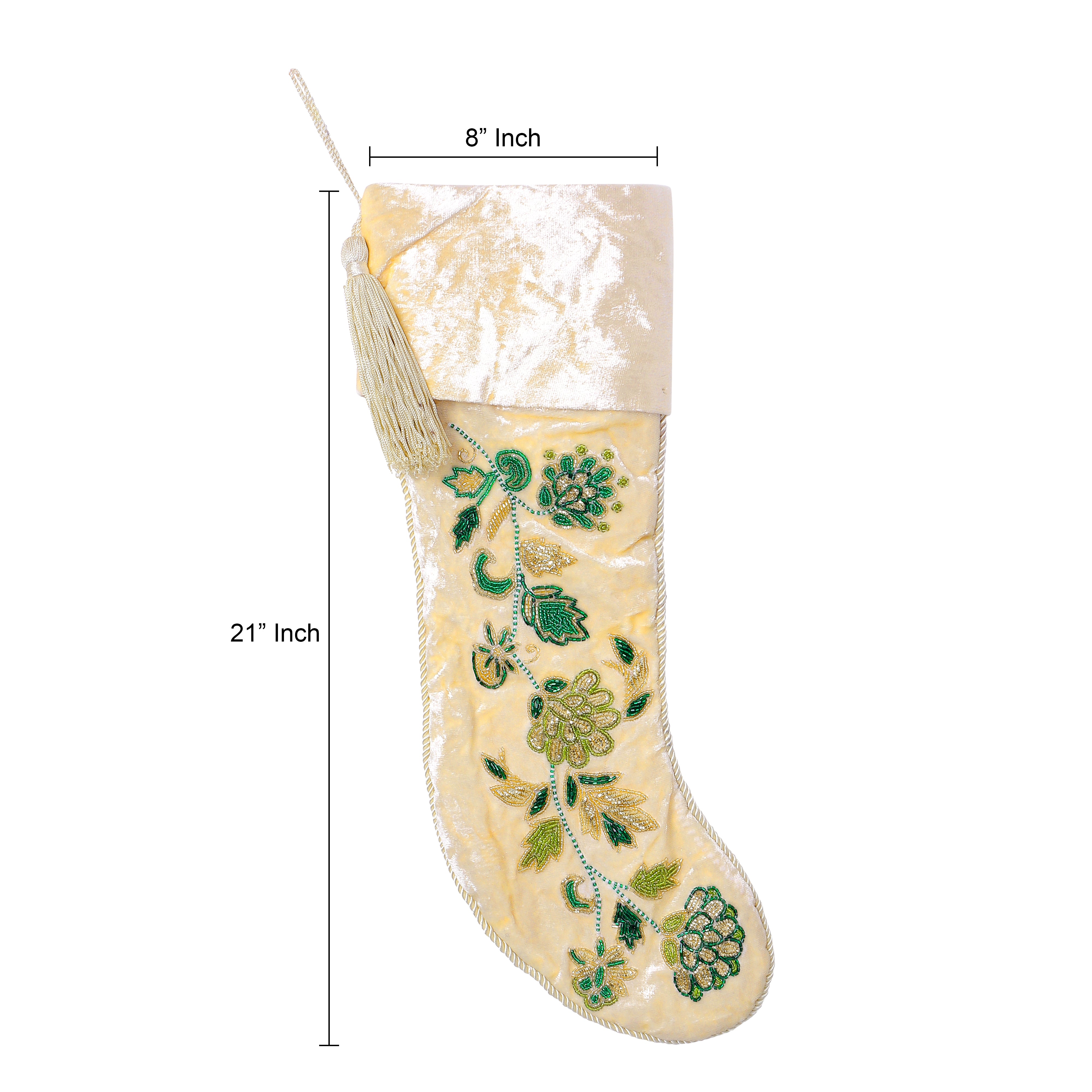 PERSONALISED CREAM FLORAL VELVET CHRISTMAS STOCKING