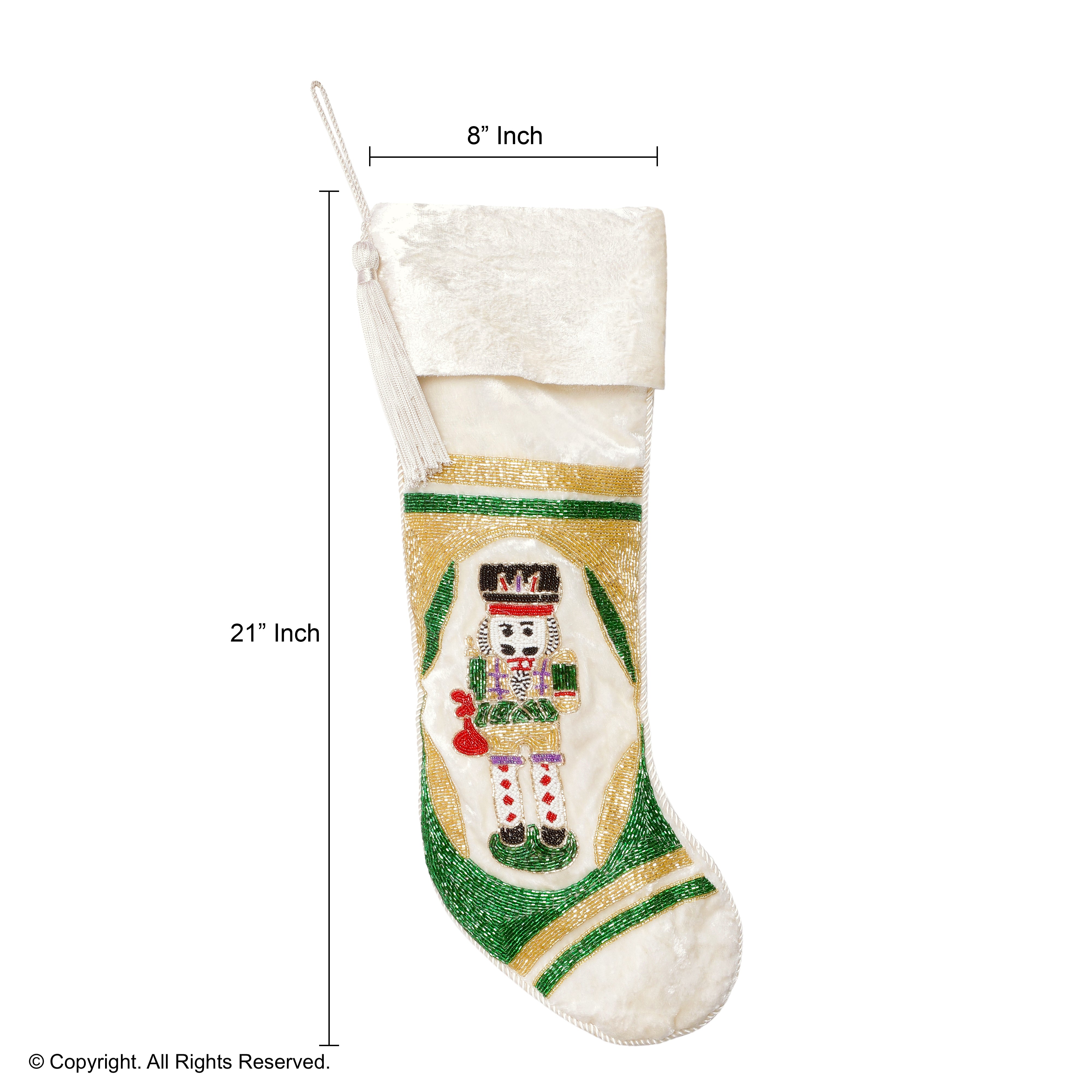 PERSONALISED NUTCRACKER WHITE VELVET CHRISTMAS STOCKING