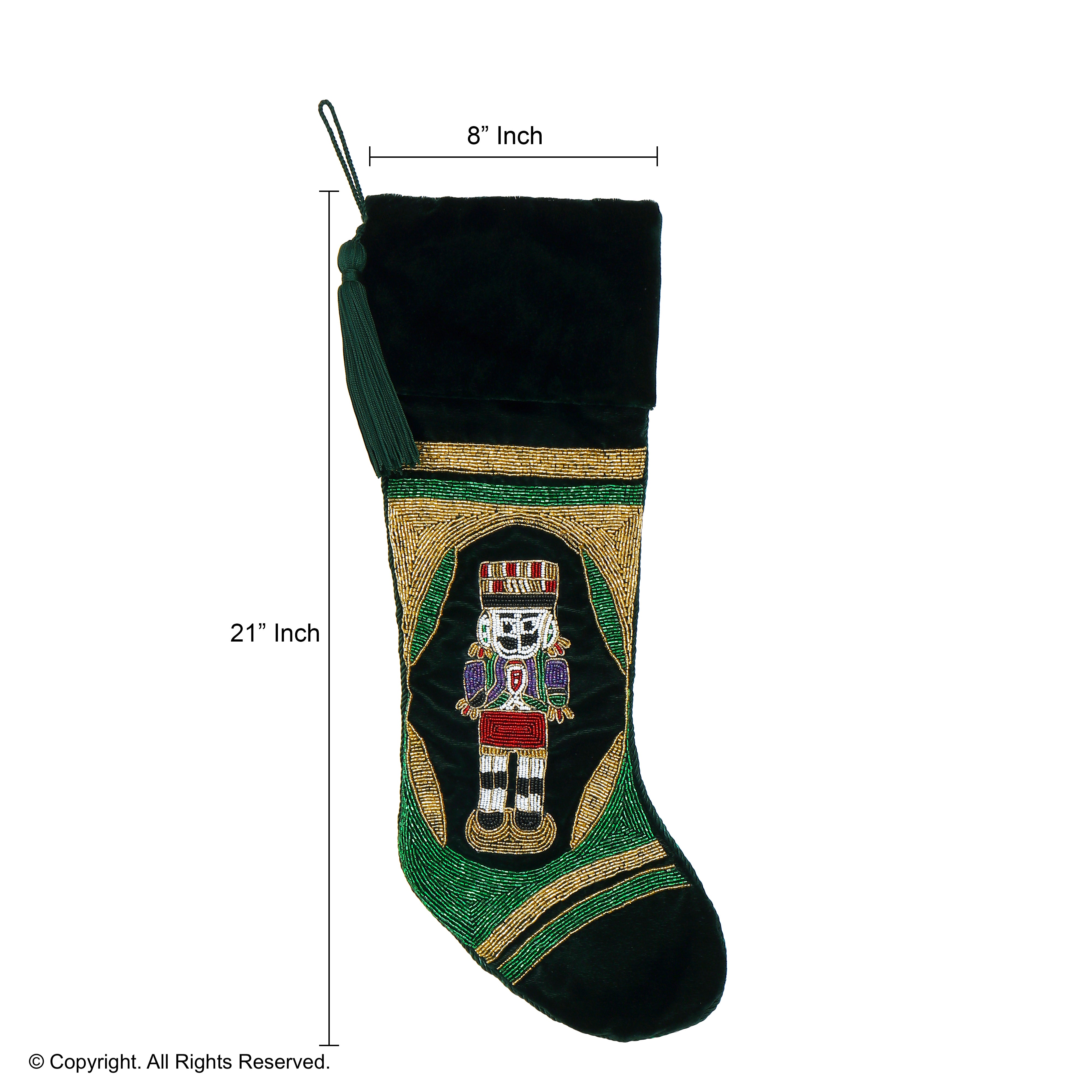 PERSONALISED NUTCRACKER GREEN VELVET CHRISTMAS STOCKING