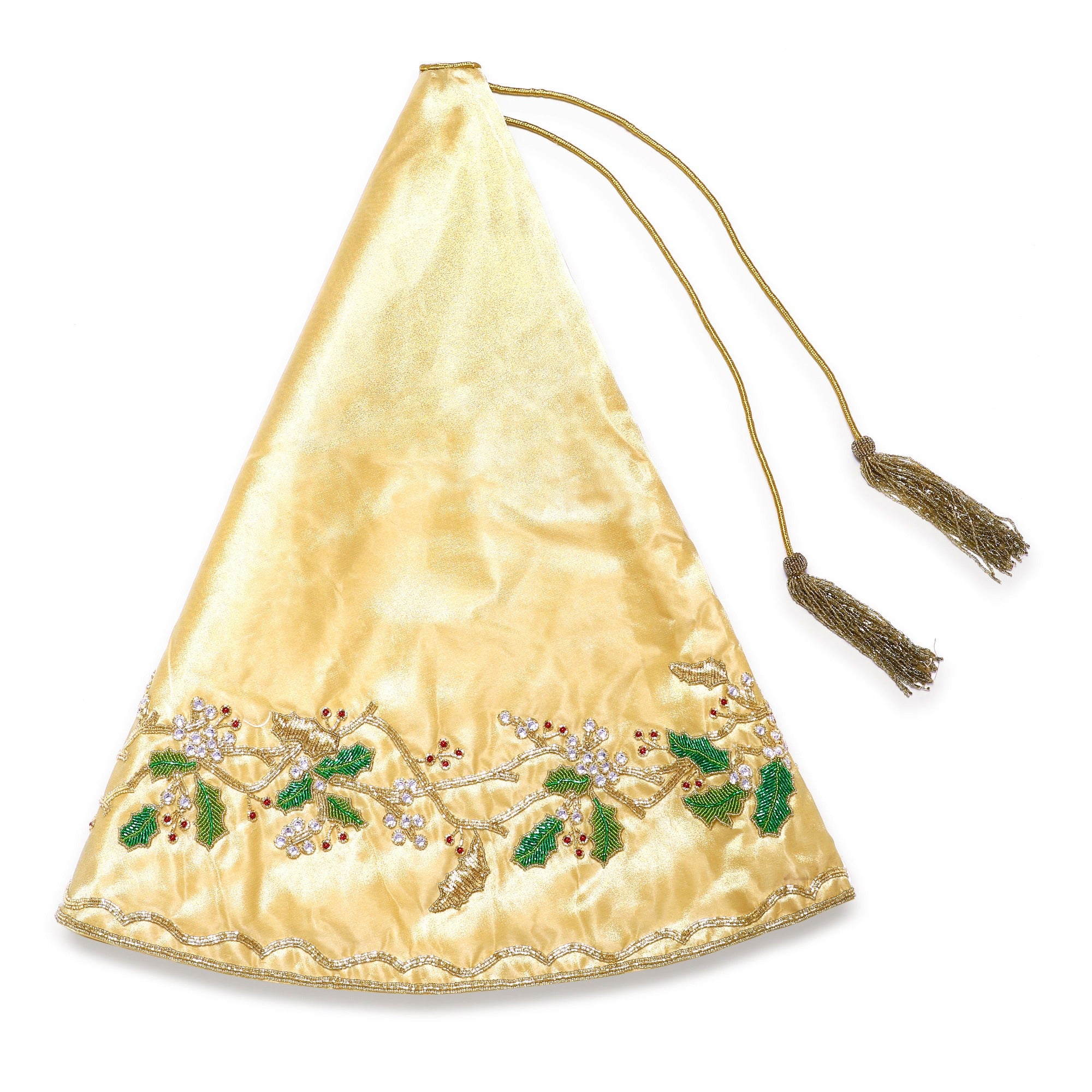 Floral Wreath Gold Christmas Wreath Tree Skirt