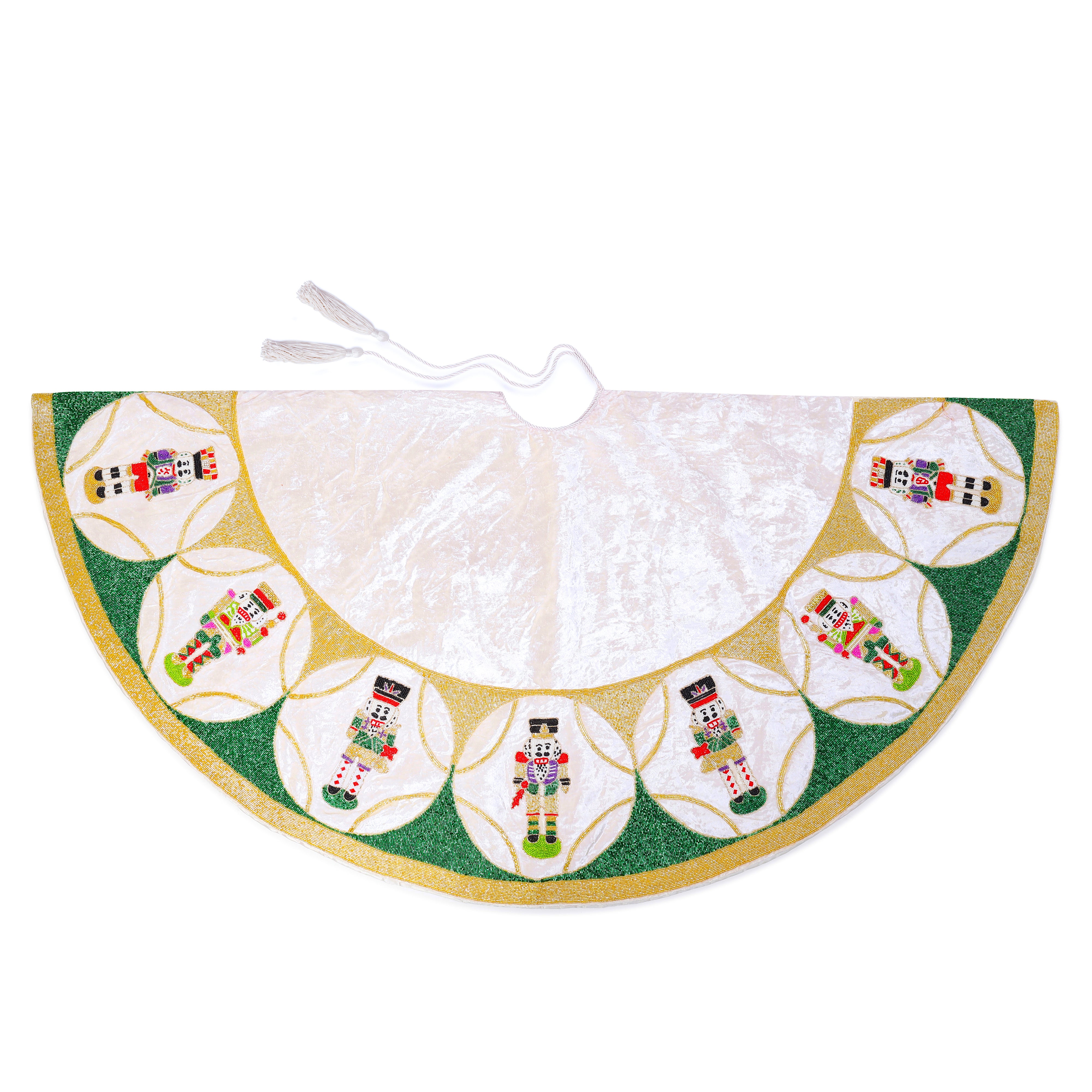 Nutcracker White Velvet Christmas Tree Skirt