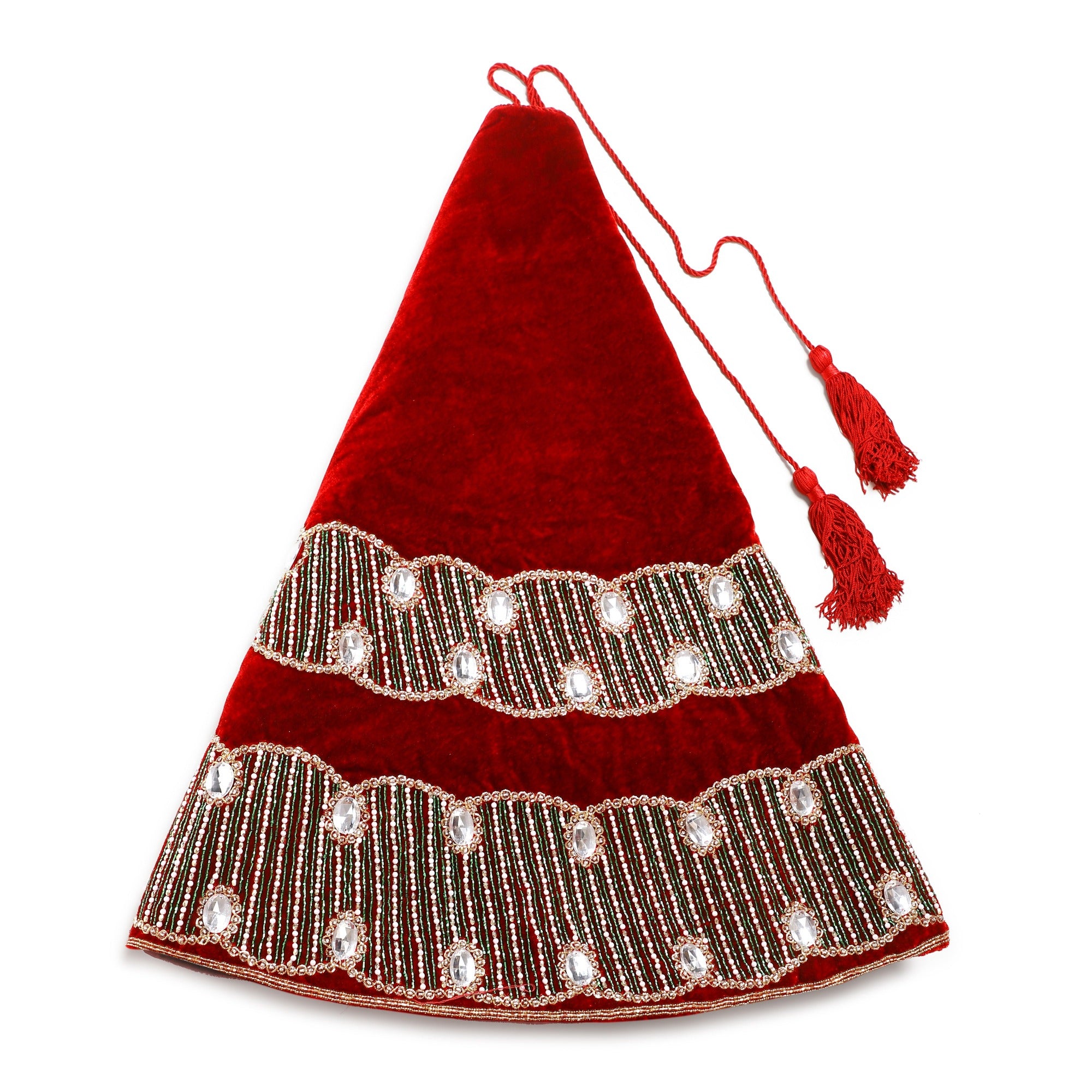 Spiral Charm Red Velvet Christmas Tree Skirt