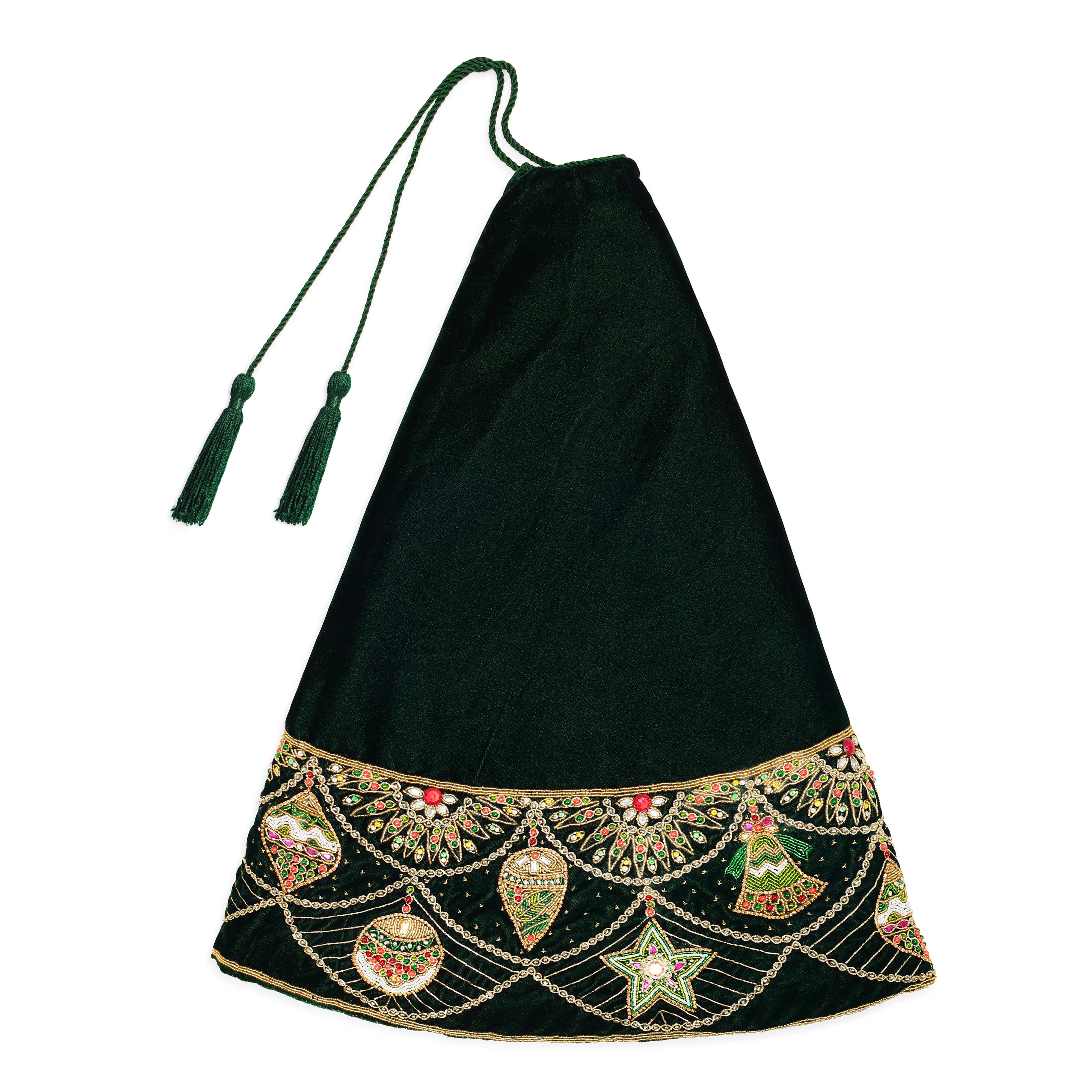 Ornament Charm Green Velvet Christmas Tree Skirt