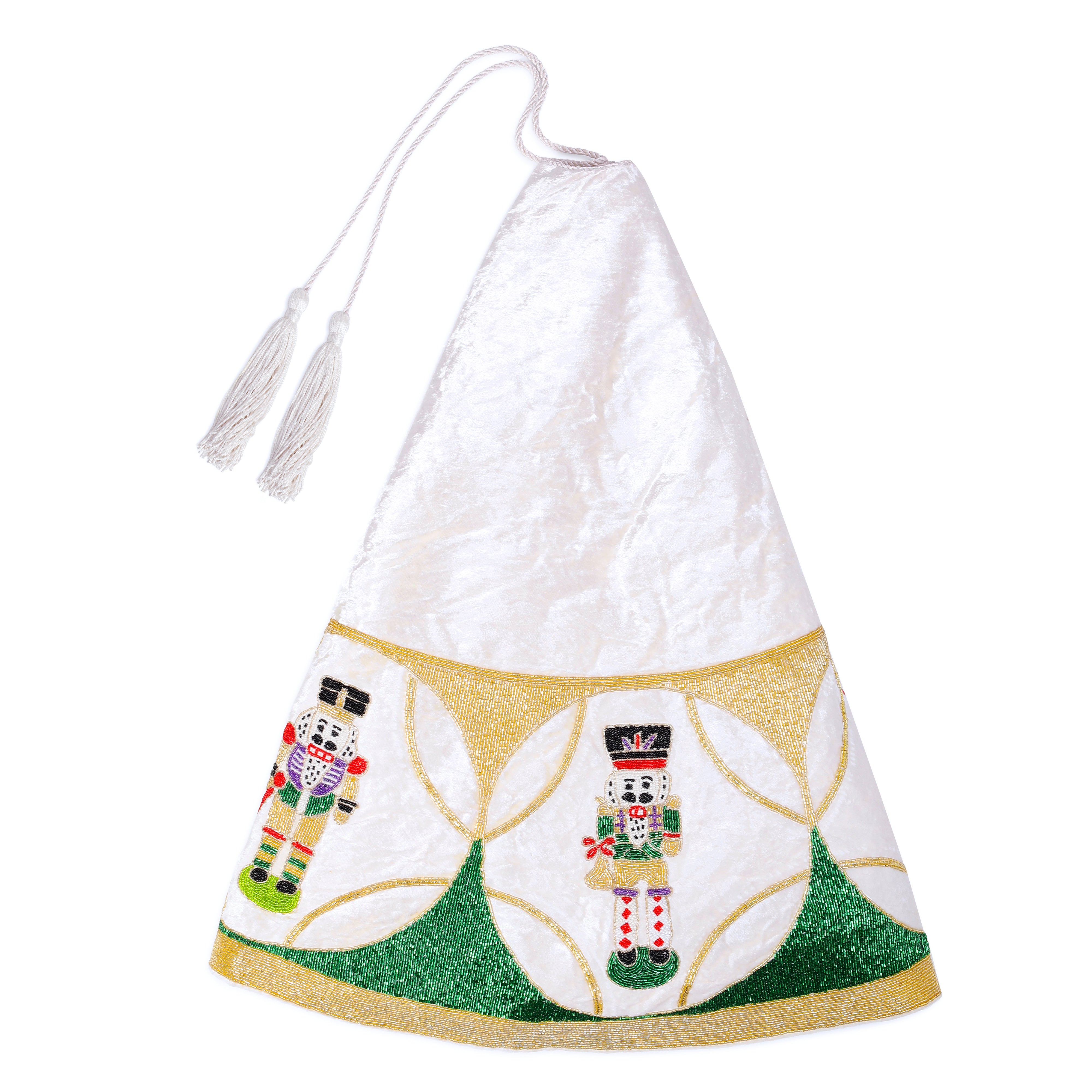 Nutcracker White Velvet Christmas Tree Skirt