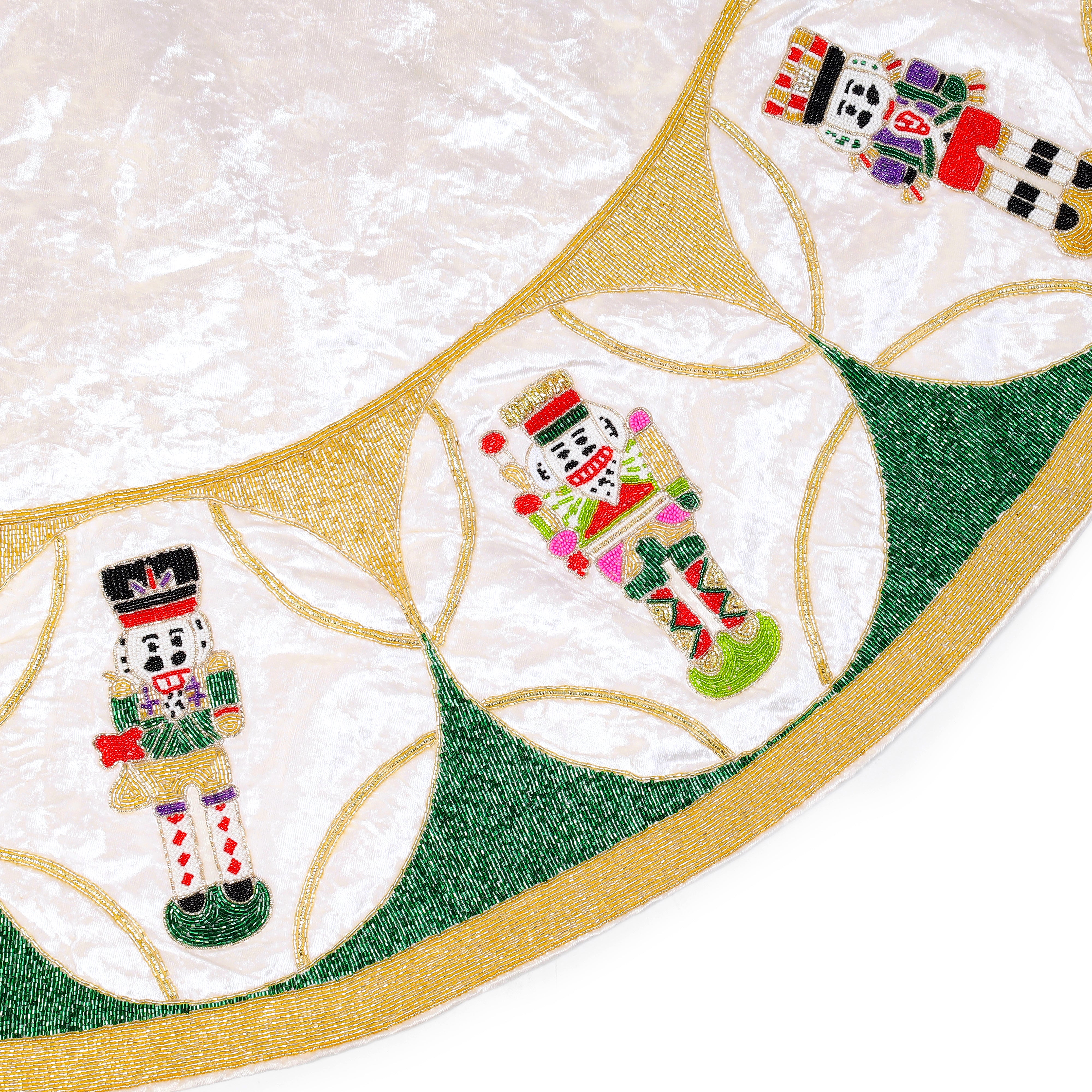 Nutcracker White Velvet Christmas Tree Skirt
