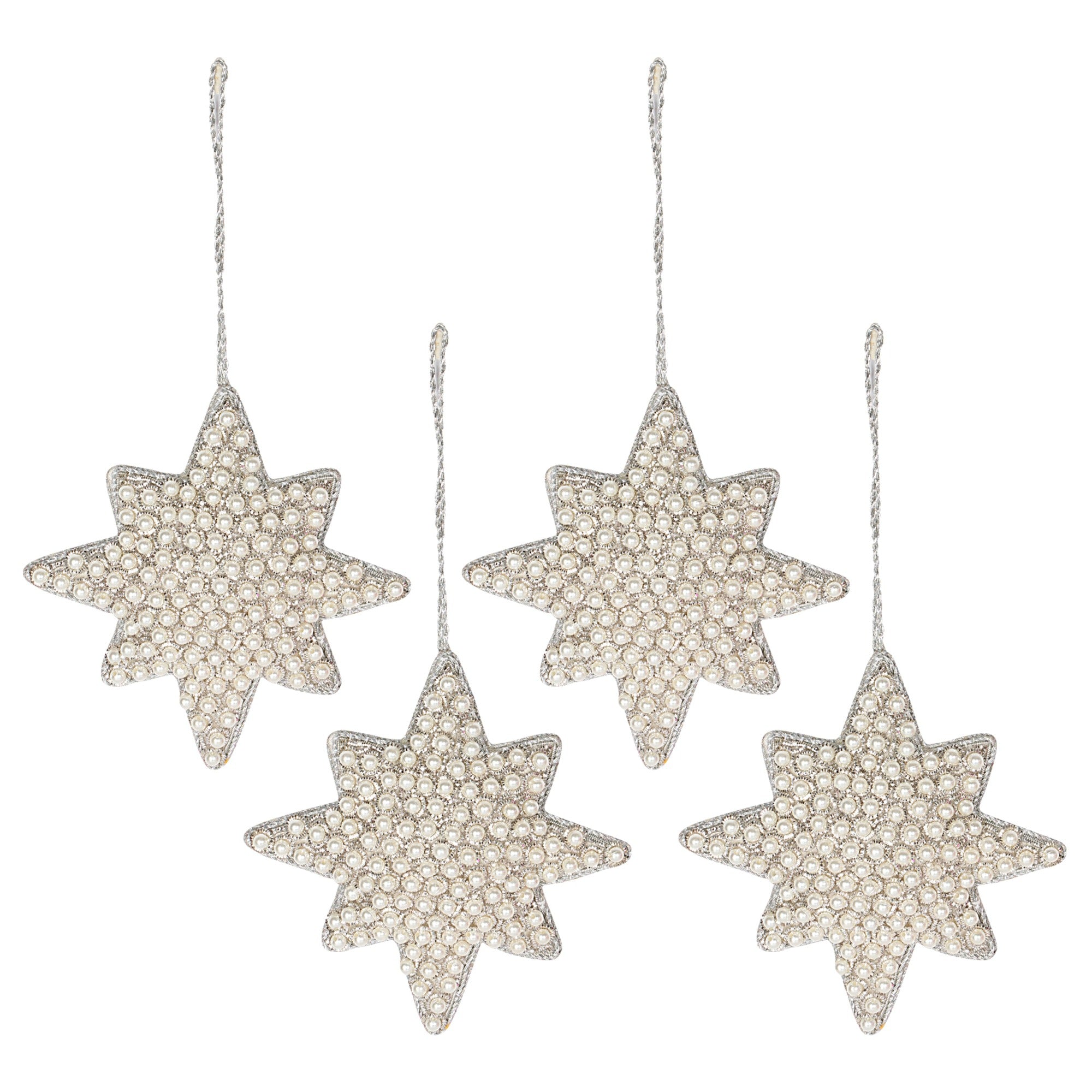 Pearly Stars Christmas ornaments set of 4 pieces for holiday decor (1SET= 4PC)
