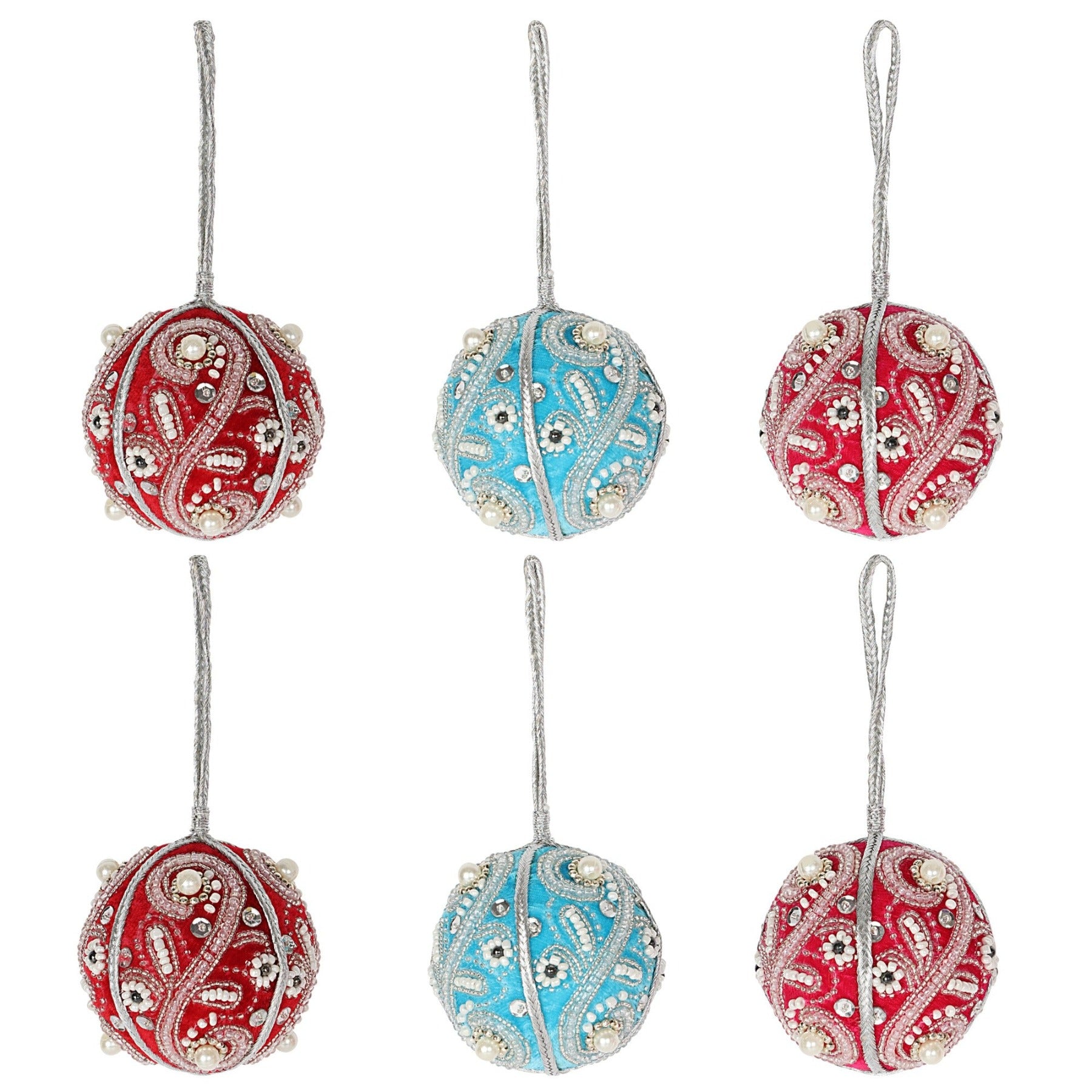 Decorative Pearls christmas balls ornaments set 0f 6 - Multicolor christmas balls tree ornaments for holiday decor (1SET=6PCS)