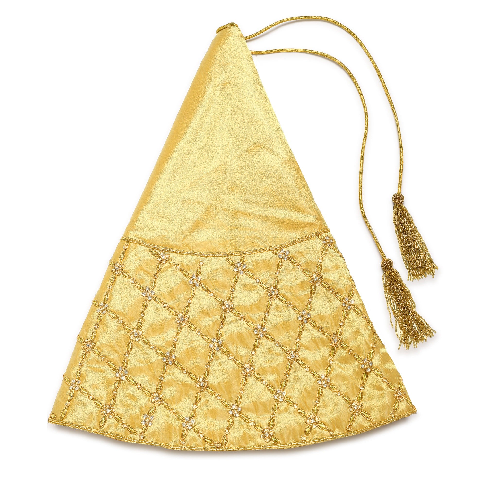 Criss Cross Pearl Leaf Gold Christmas Tree Skirt