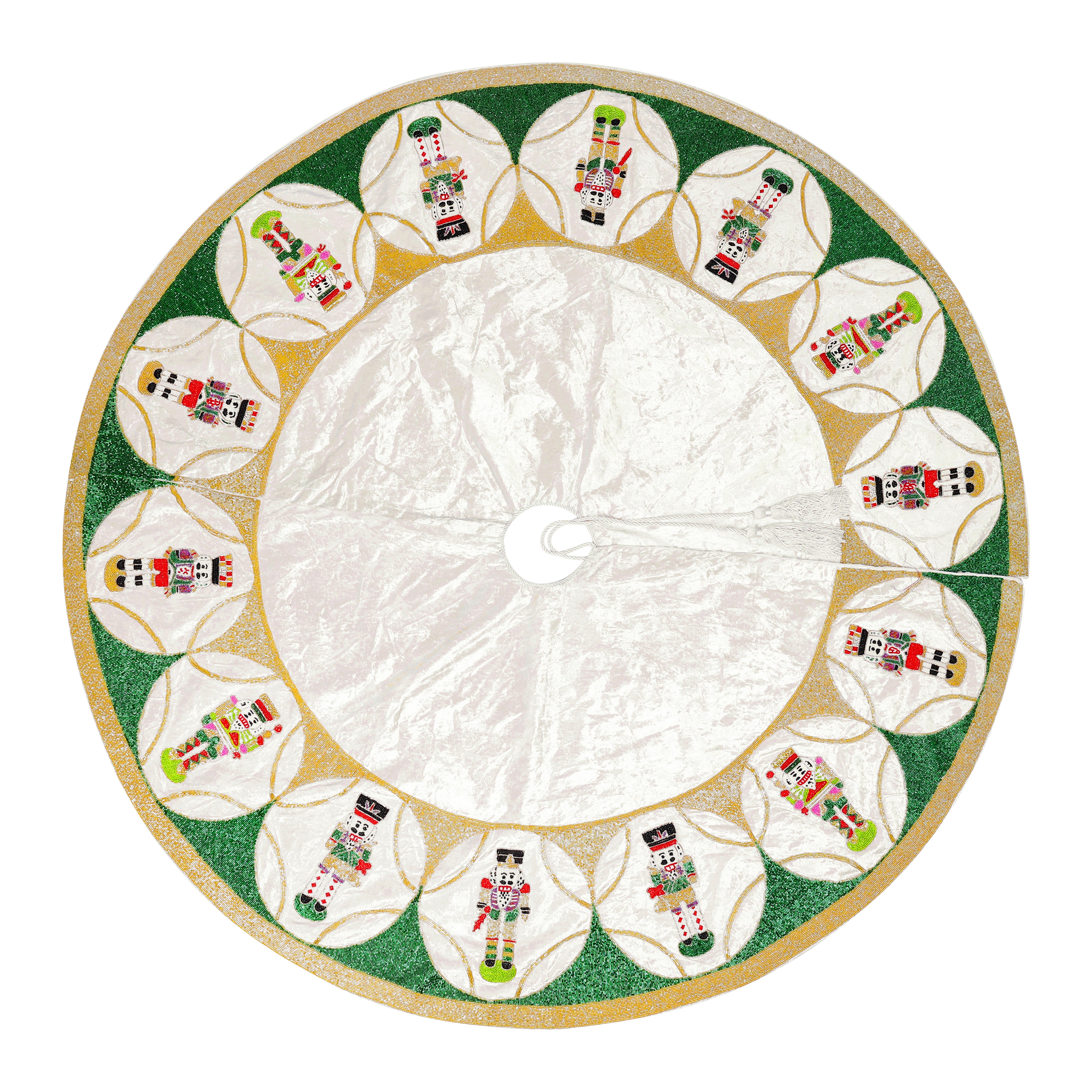 Nutcracker White Velvet Christmas Tree Skirt