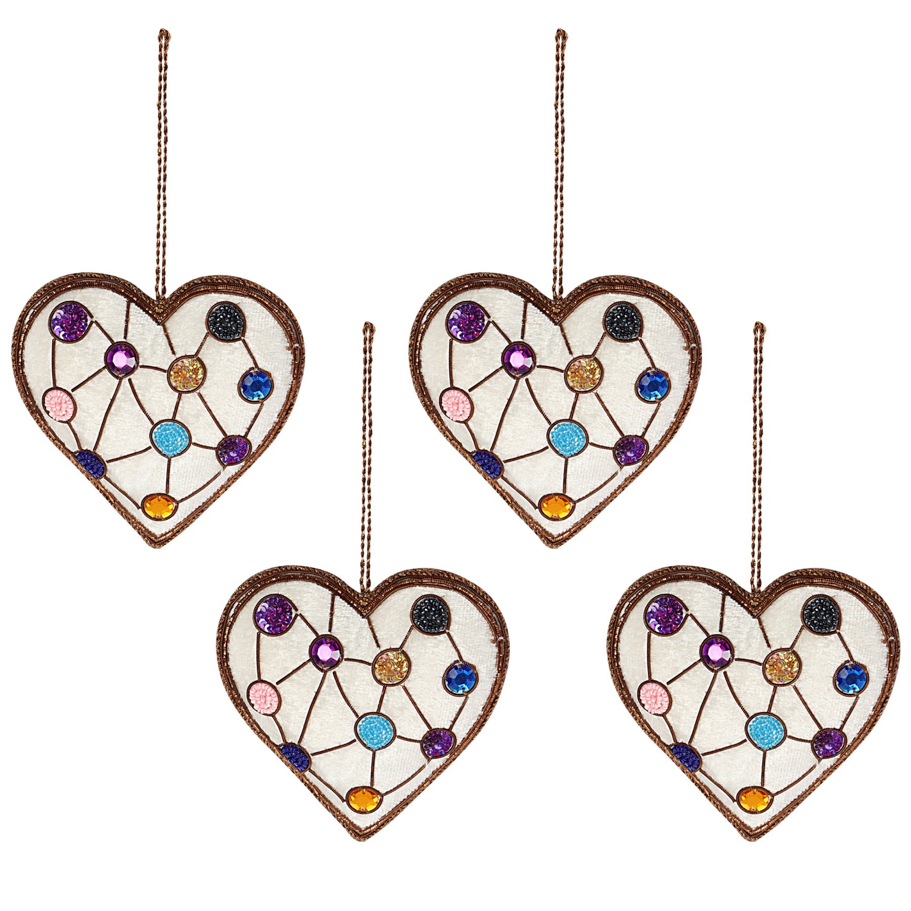 White Glitter Hearts christmas ornaments set of 4 pieces for holiday decor (1SET=4PC) holiday decor