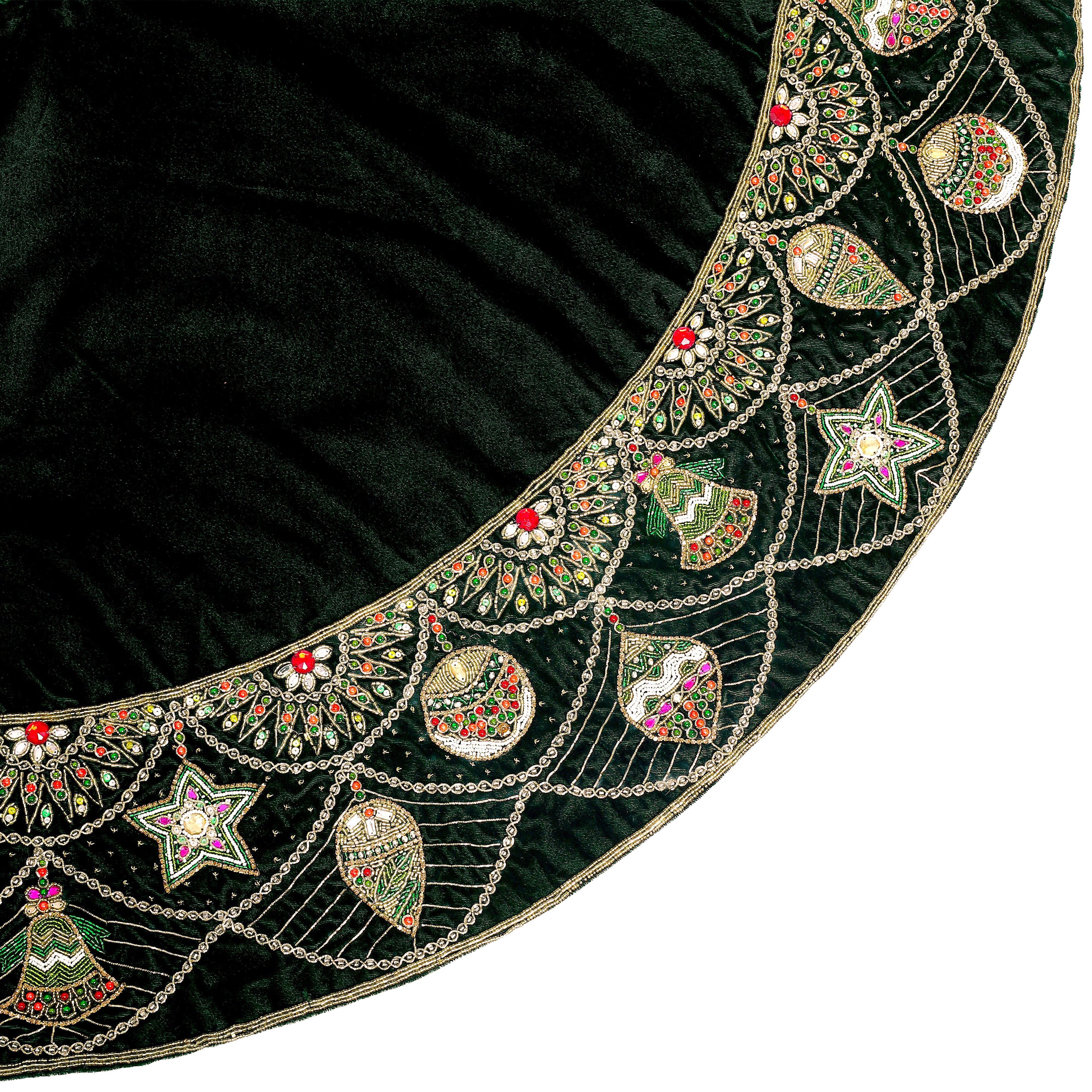 Ornament Charm Green Velvet Christmas Tree Skirt