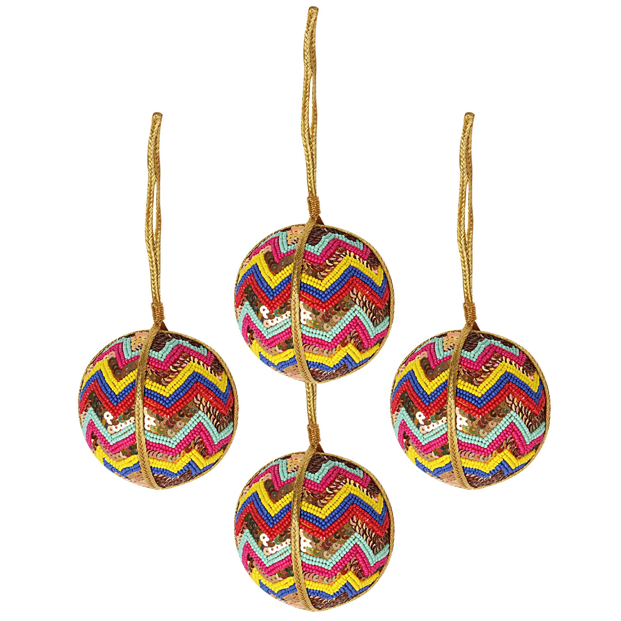 Sparkling Christmas balls ornaments set of 4 pieces - Multicolor christmas balls tree ornaments for holiday decor (1SET=4PCS)