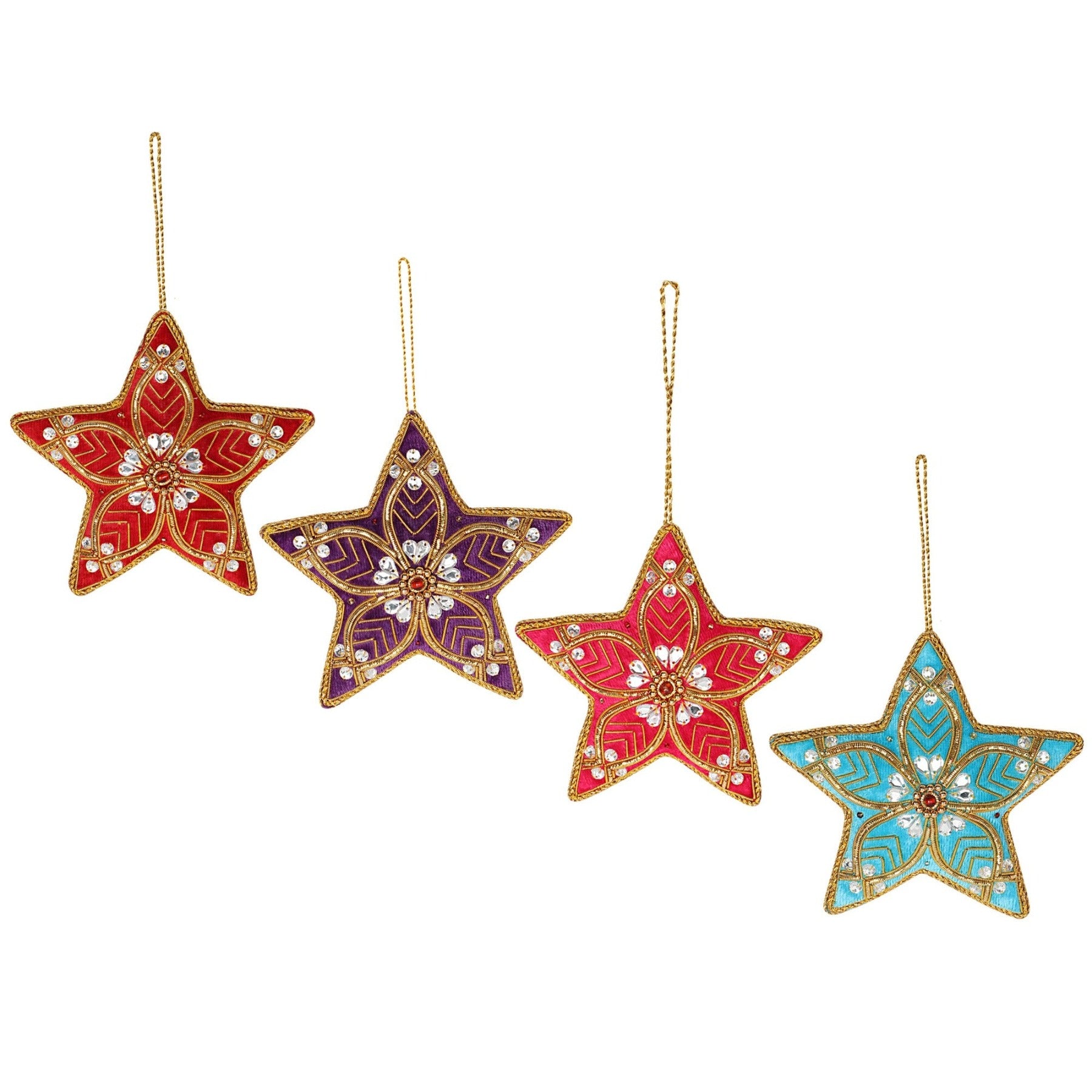 Cheerful Stars Christmas ornaments set of 4 pieces for holiday decor (1SET=4PC)