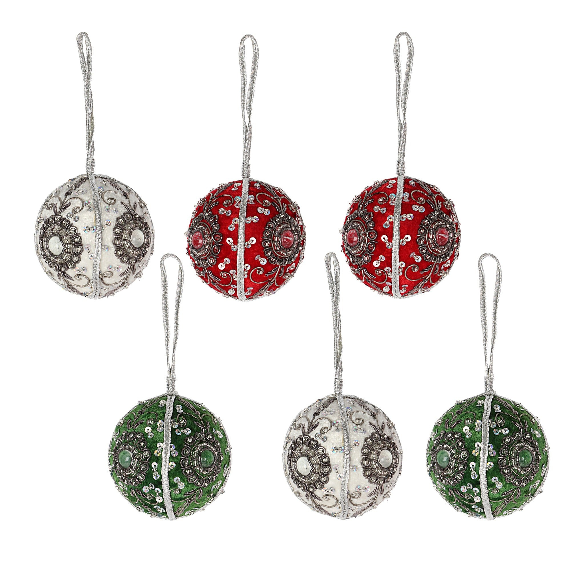 Velvet christmas Ball ornaments set of 6 - Decorative Red & White christmas balls tree ornaments for holiday decor 1SET=6PCS