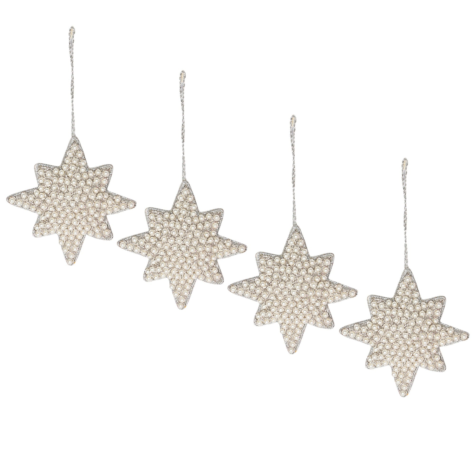 Pearly Stars Christmas ornaments set of 4 pieces for holiday decor (1SET= 4PC)