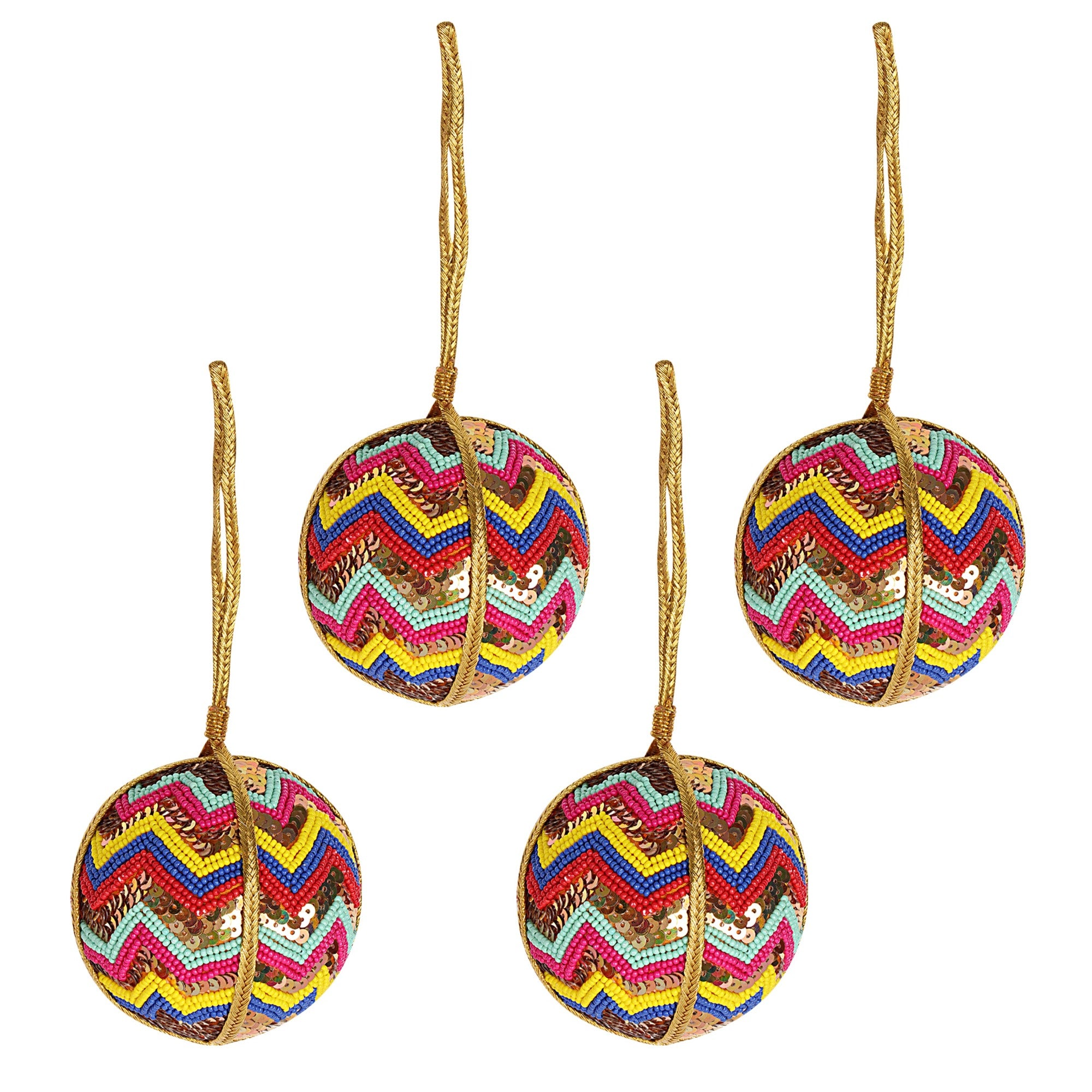 Sparkling Christmas balls ornaments set of 4 pieces - Multicolor christmas balls tree ornaments for holiday decor (1SET=4PCS)