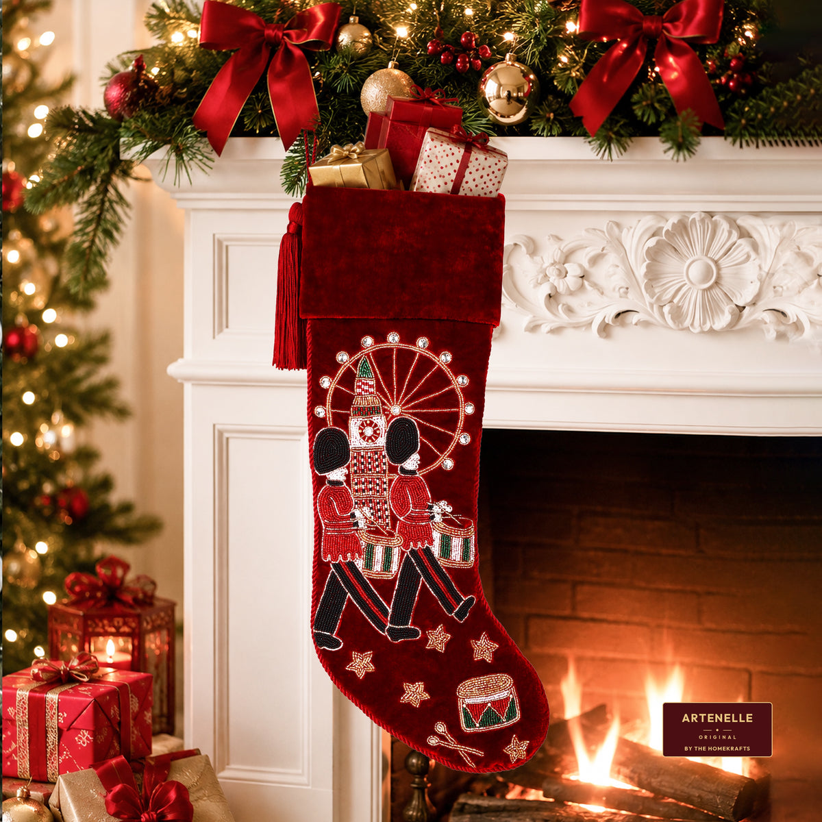 Personalised Royal Guard Beaded Christmas Stocking
