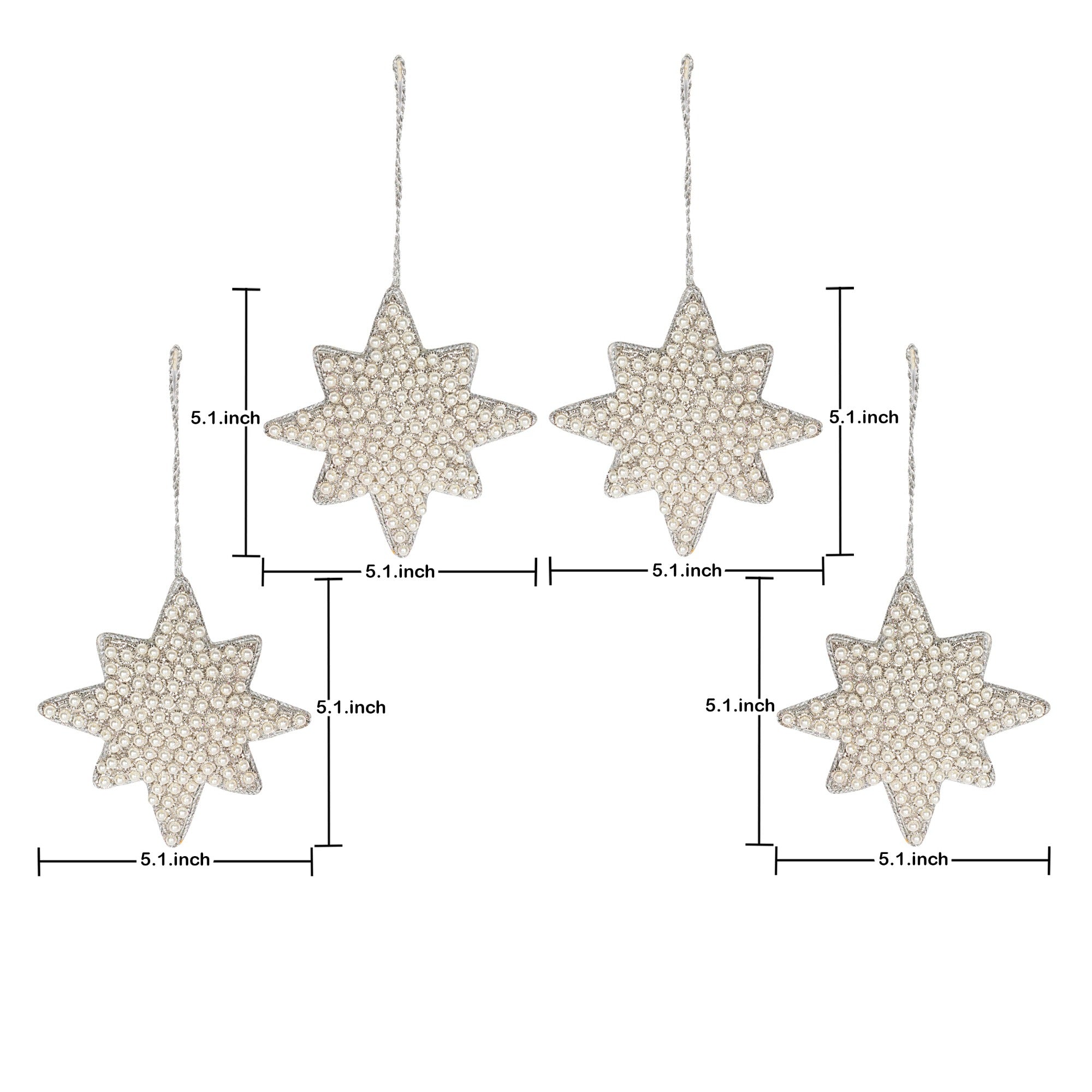 Pearly Stars Christmas ornaments set of 4 pieces for holiday decor (1SET= 4PC)