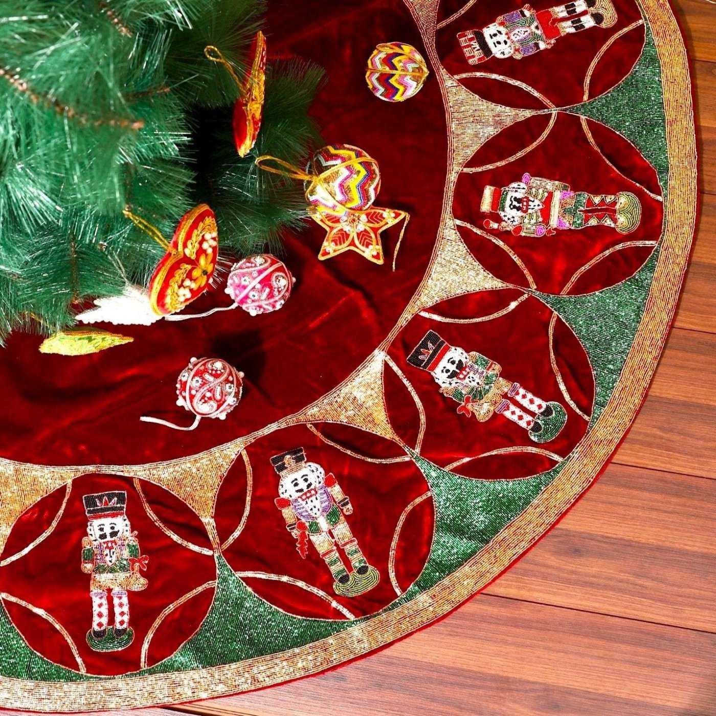 Nutcracker Red Velvet Christmas Tree Skirt