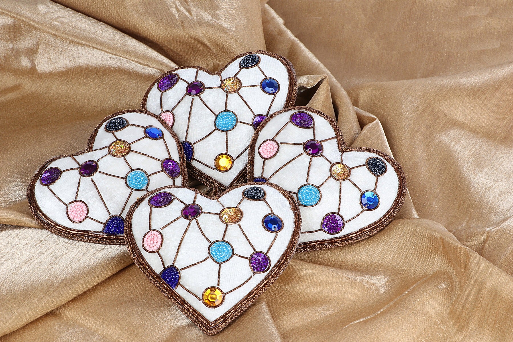 White Glitter Hearts christmas ornaments set of 4 pieces for holiday decor (1SET=4PC) holiday decor