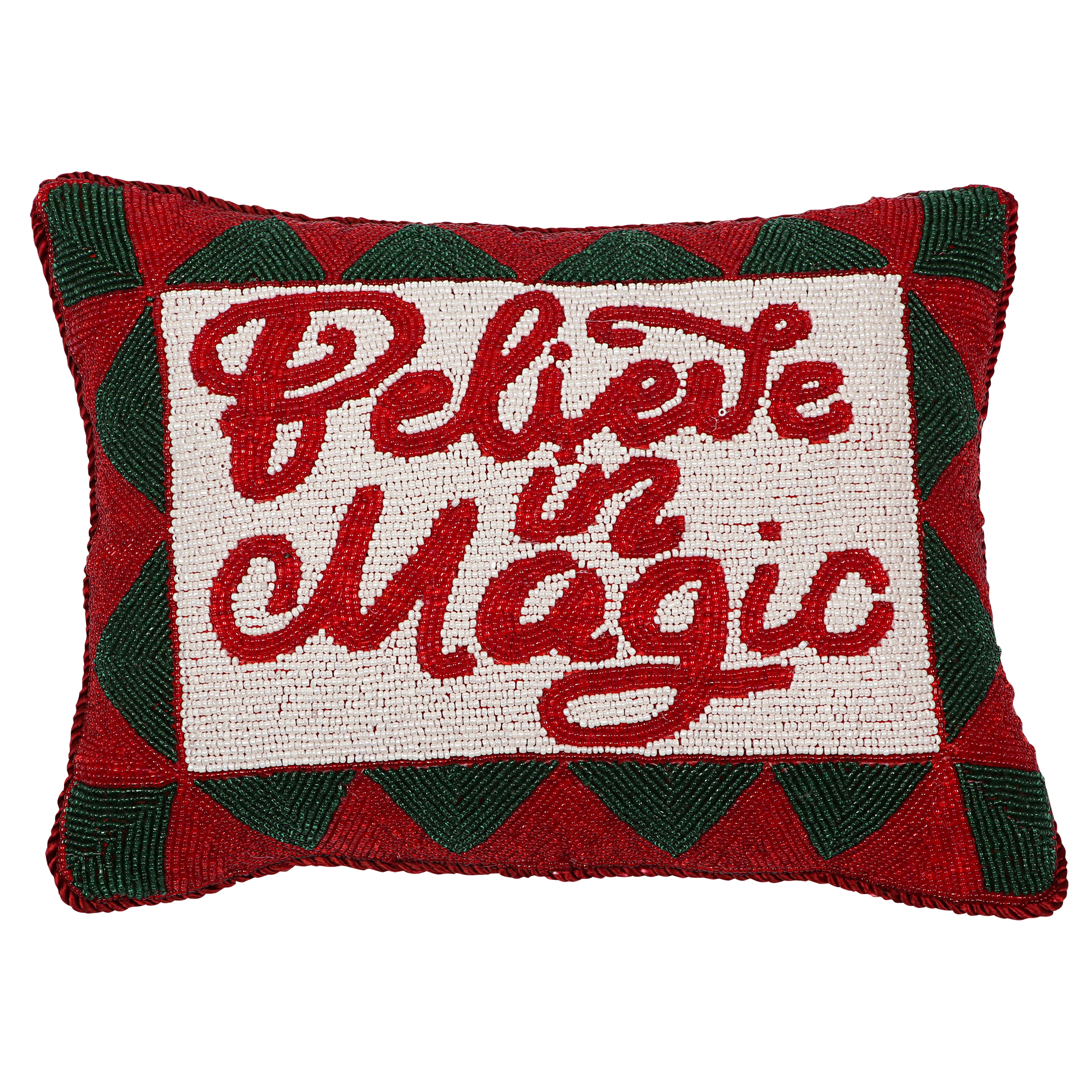 Believe in Magic Christmas Pillow Beaded with Glass Beads
