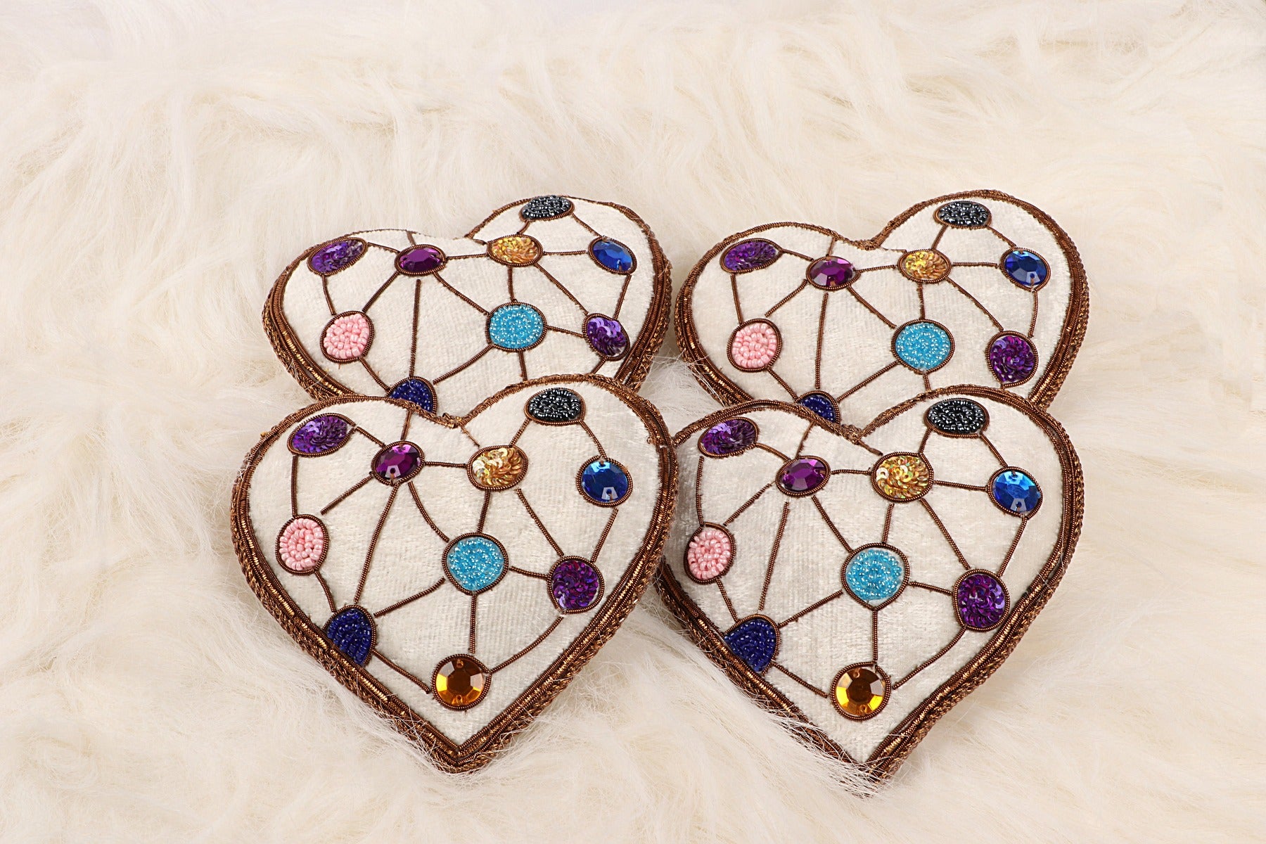 White Glitter Hearts christmas ornaments set of 4 pieces for holiday decor (1SET=4PC) holiday decor