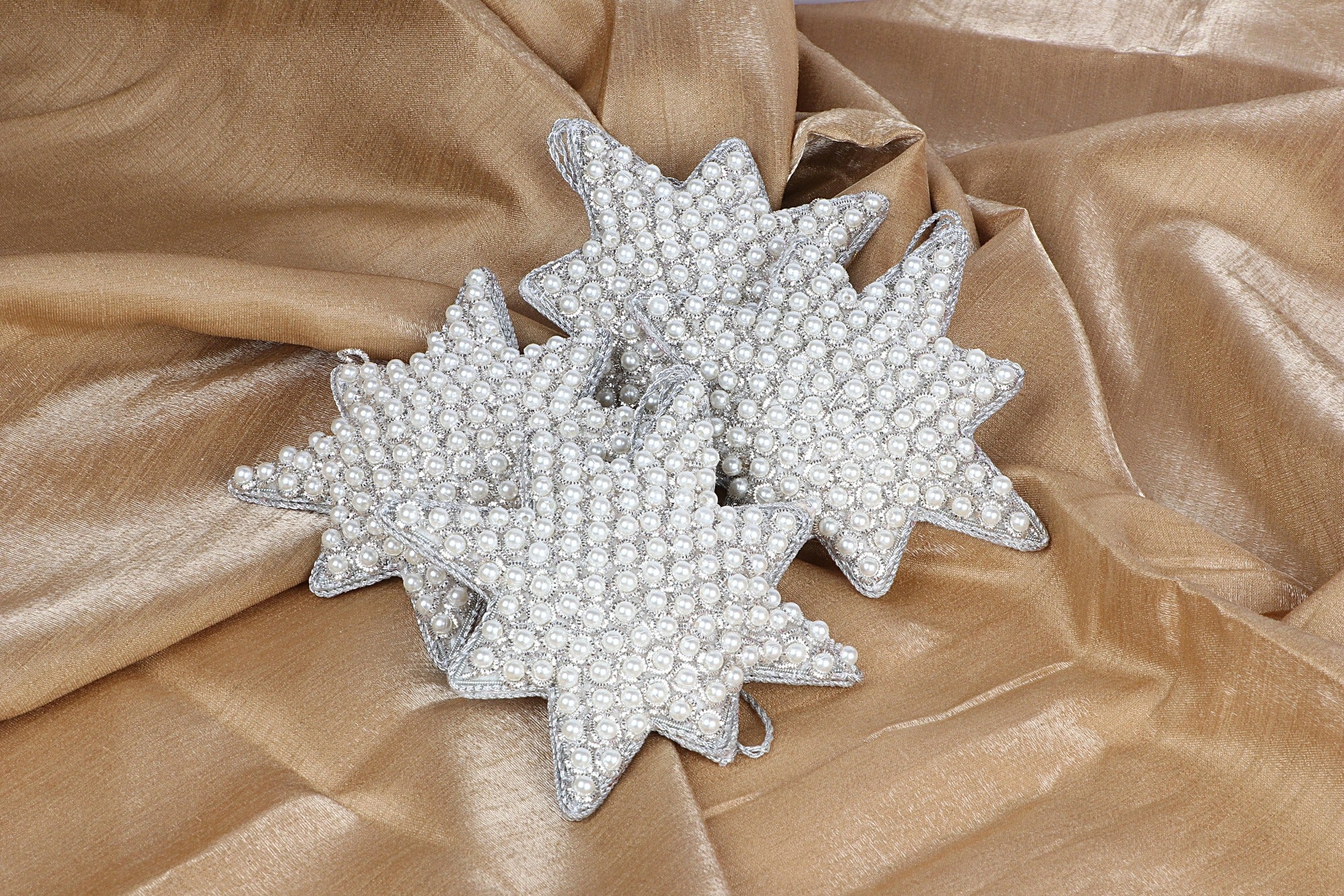 Pearly Stars Christmas ornaments set of 4 pieces for holiday decor (1SET= 4PC)