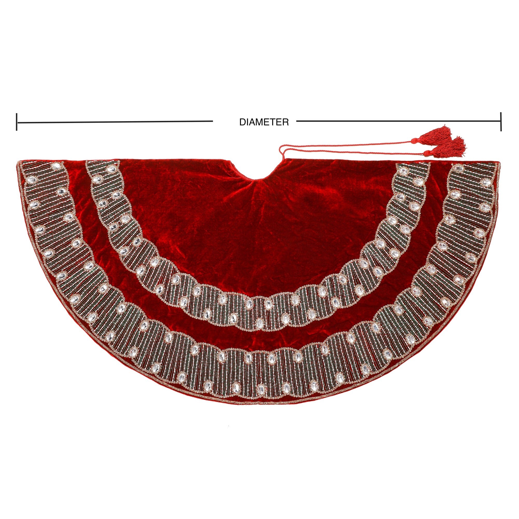 Spiral Charm Red Velvet Christmas Tree Skirt