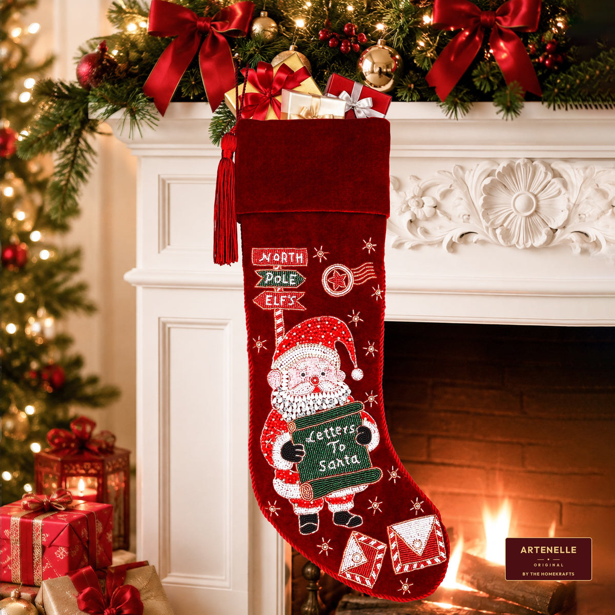 Personalized Letters To Santa Red Velvet Christmas Stocking
