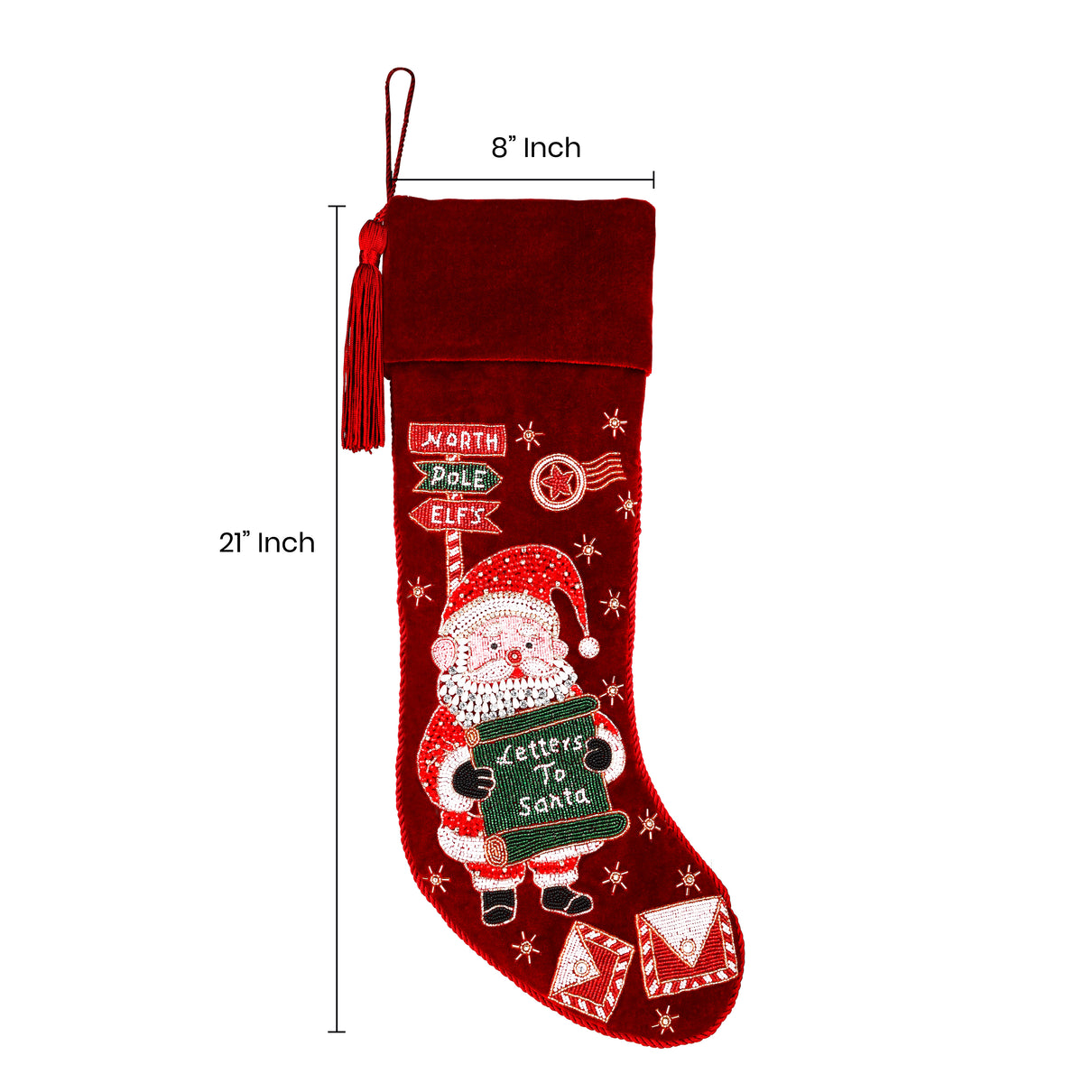 Personalized Letters To Santa Red Velvet Christmas Stocking