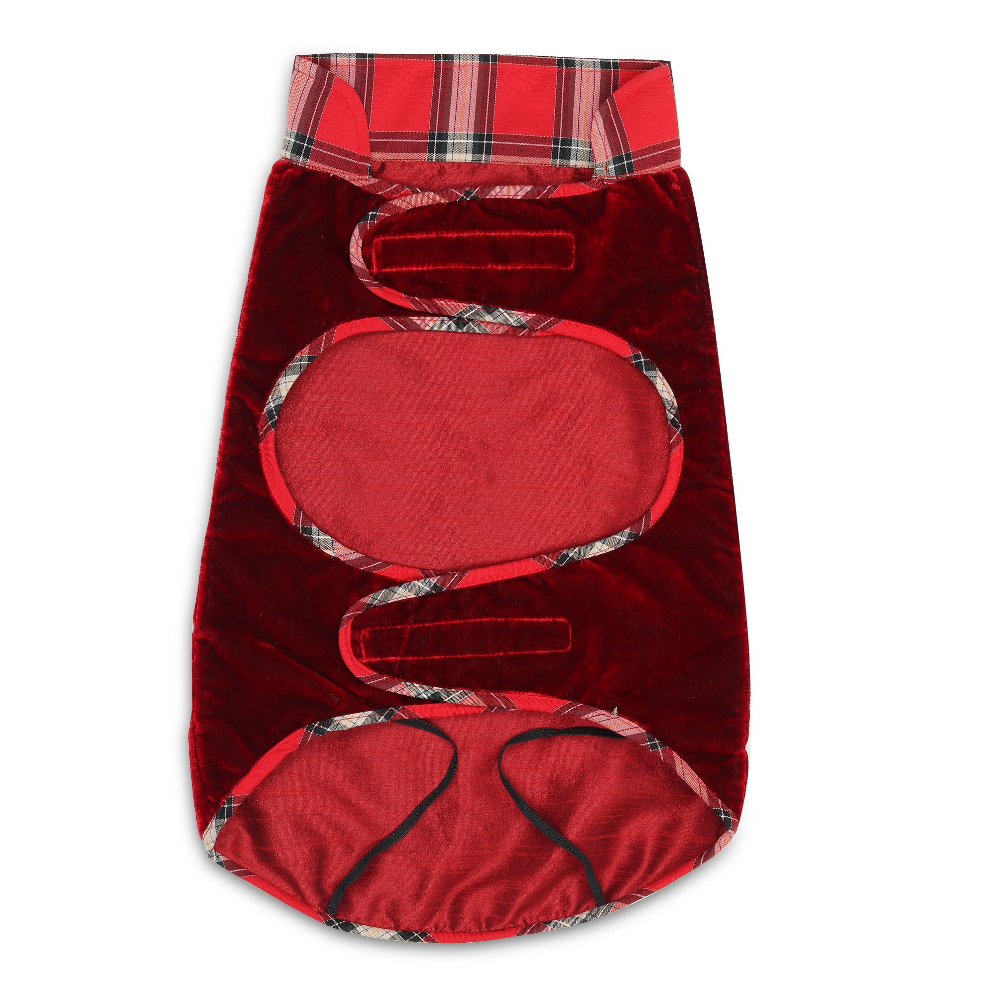 Red Christmas Dog jacket Embroided Velvet Dog jacket with Santa Reindeer Carriage