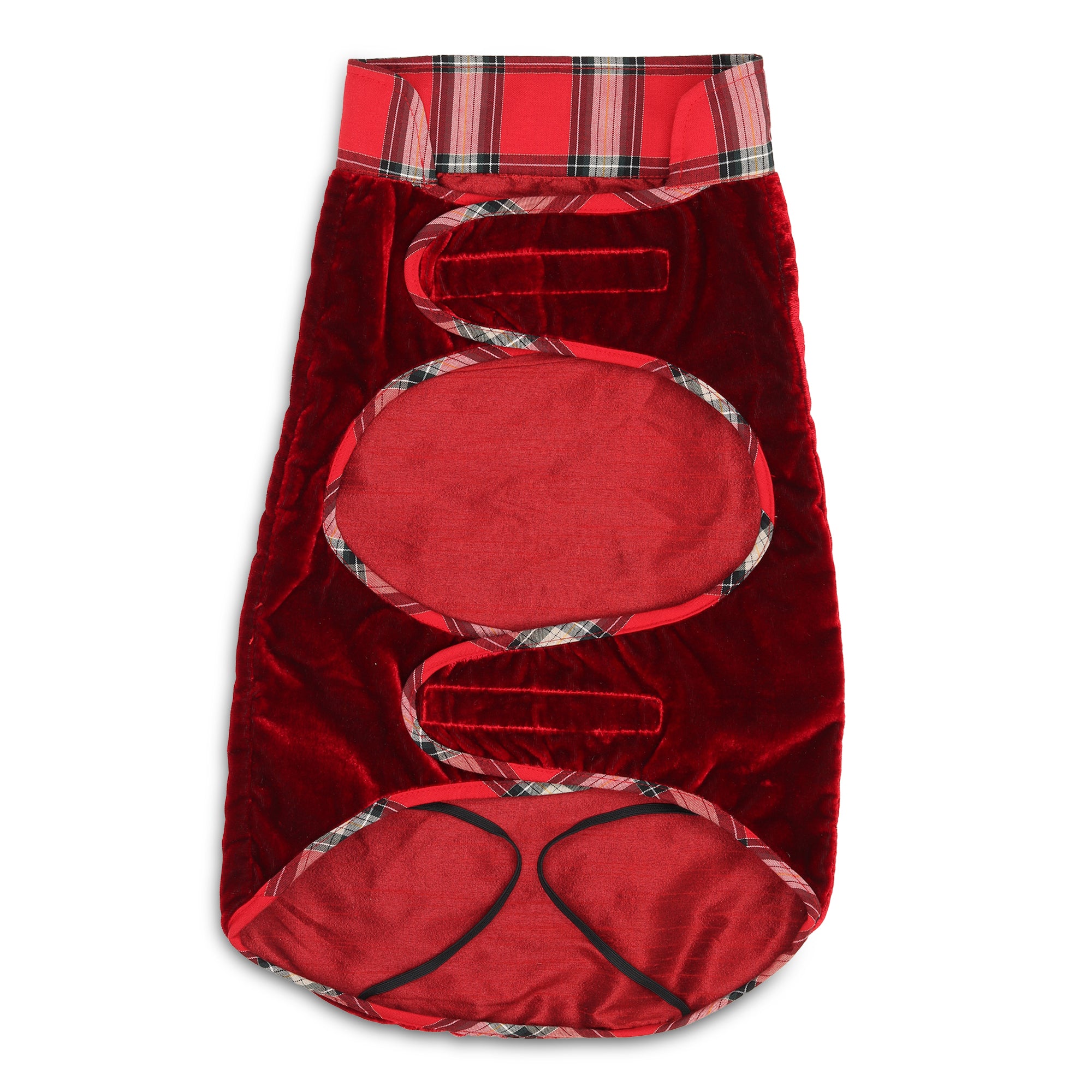 Red Christmas Dog jacket Embroided Velvet Dog jacket with Christmas Bells