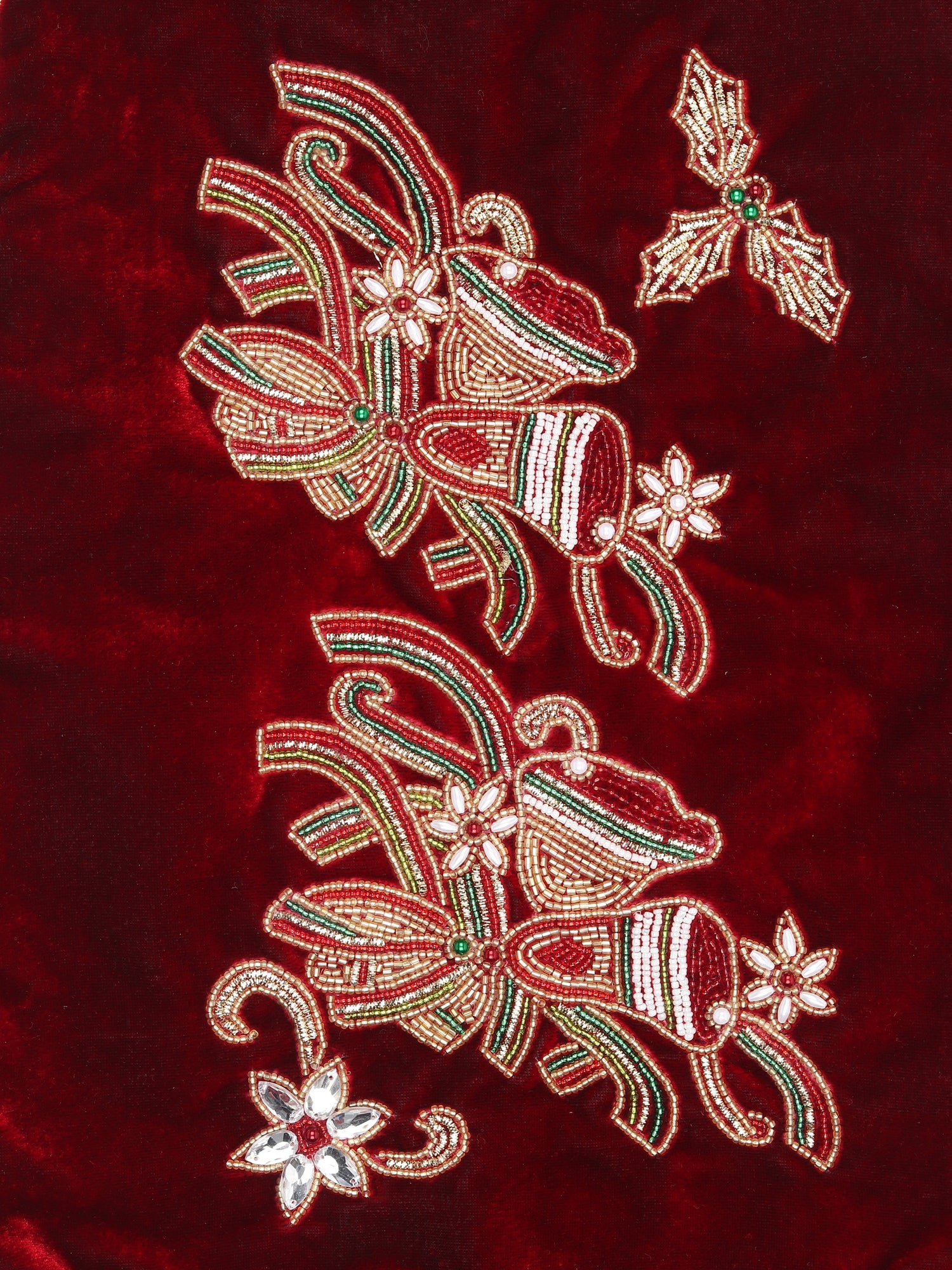 Red Christmas Dog jacket Embroided Velvet Dog jacket with Christmas Bells