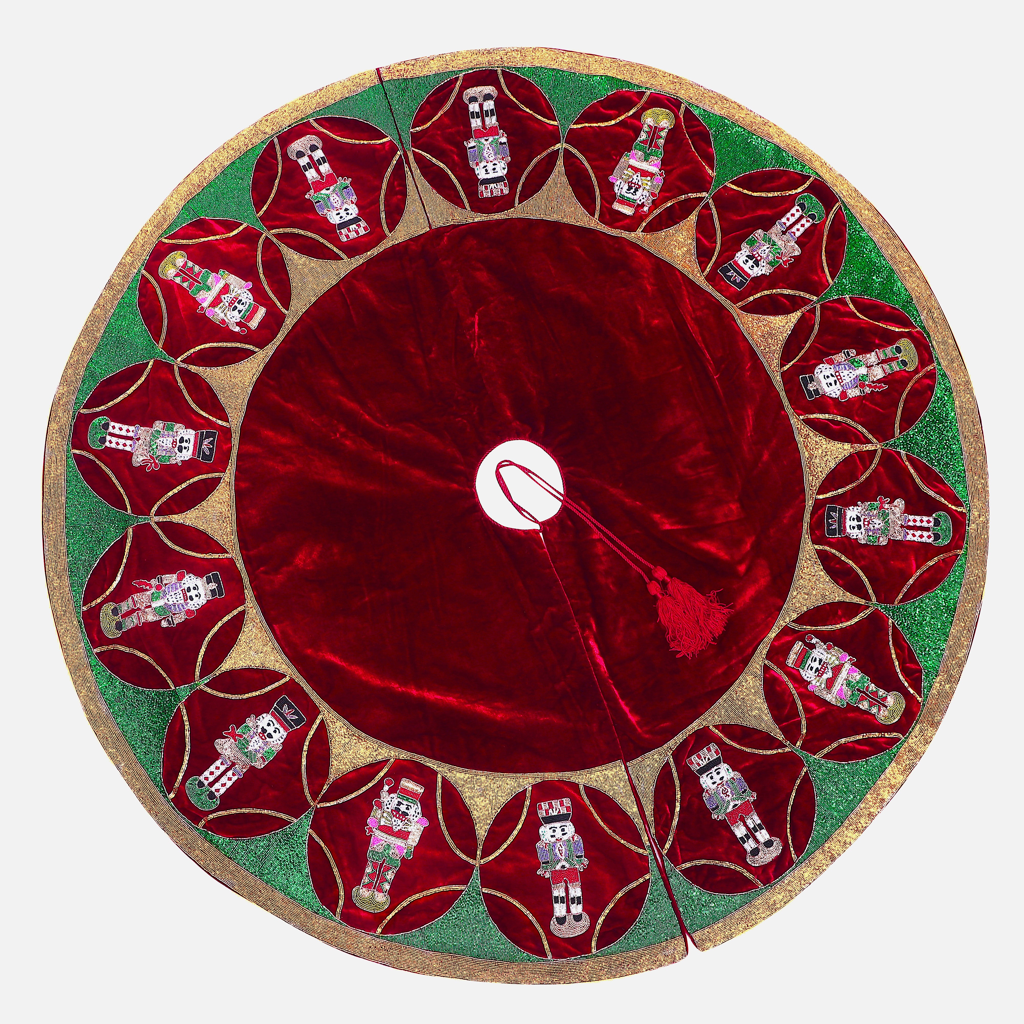 Nutcracker Red Velvet Christmas Tree Skirt