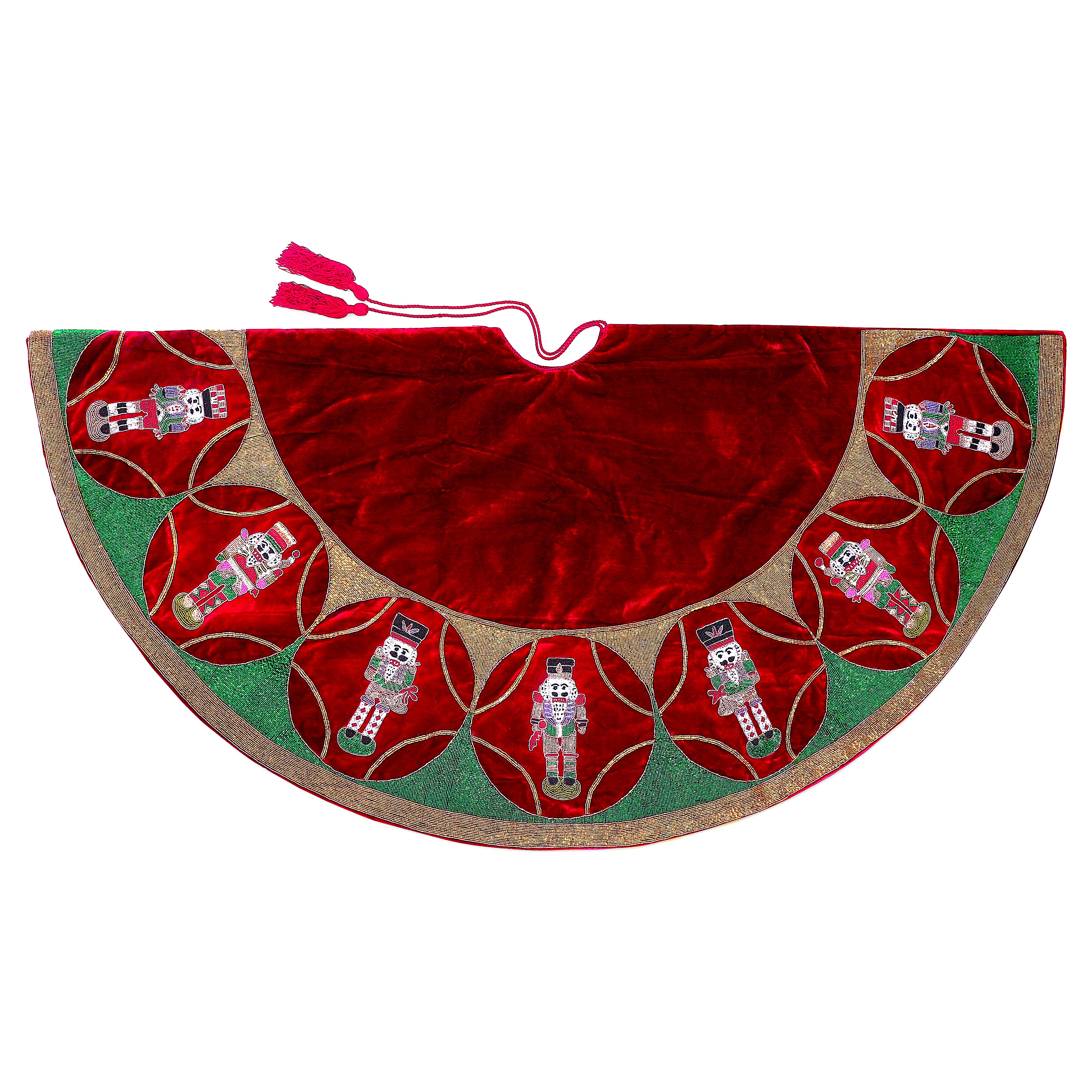 Nutcracker Red Velvet Christmas Tree Skirt