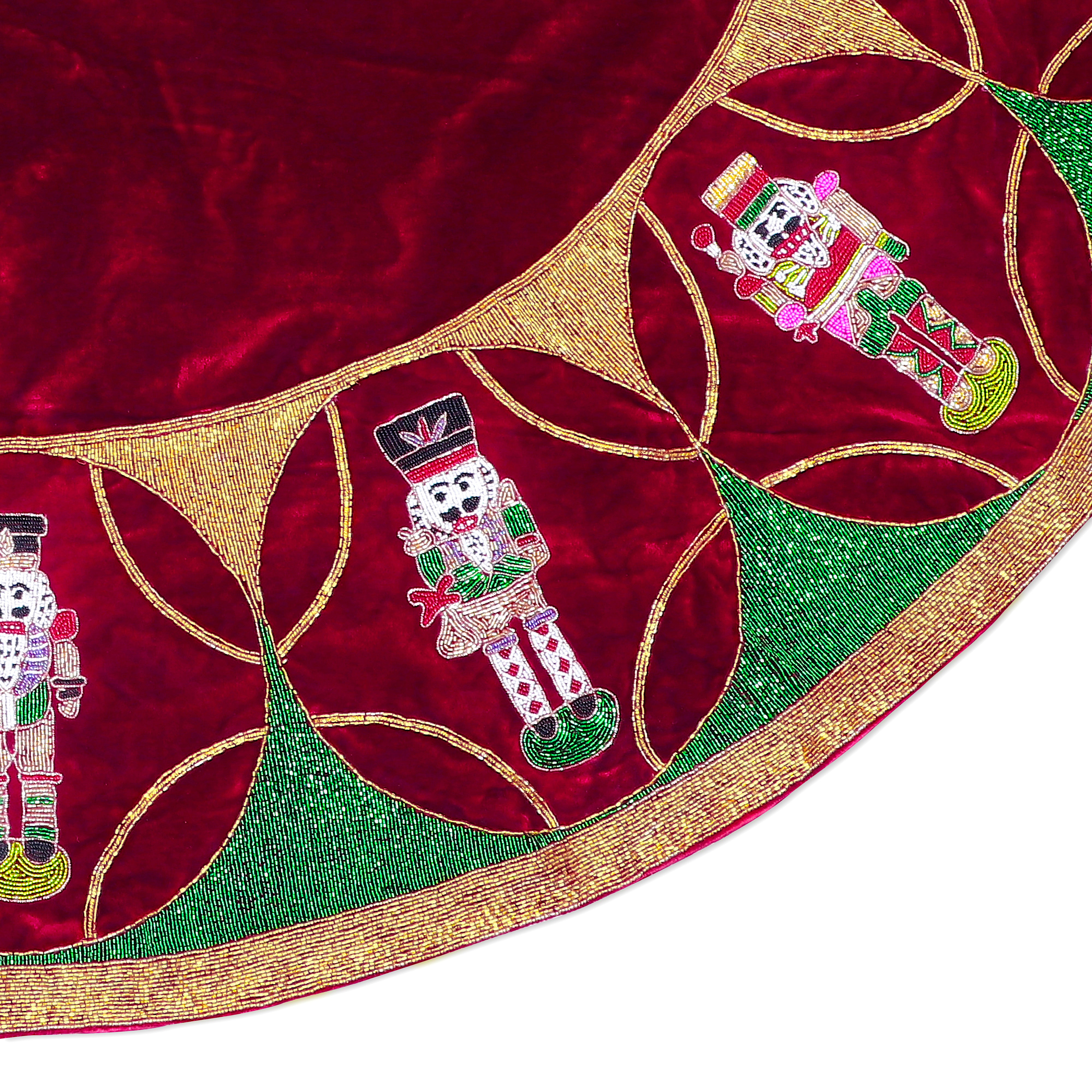 Nutcracker Red Velvet Christmas Tree Skirt