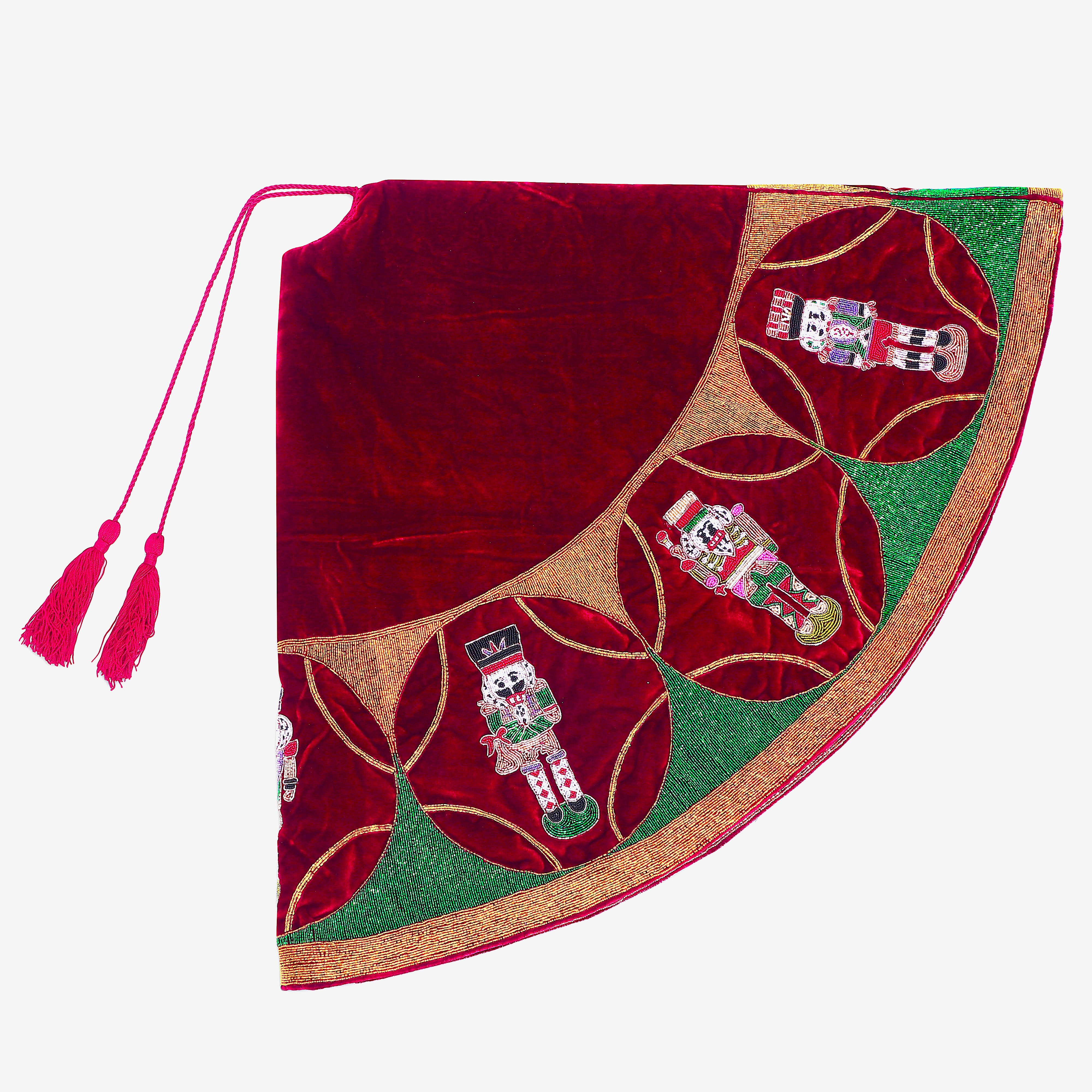 Nutcracker Red Velvet Christmas Tree Skirt
