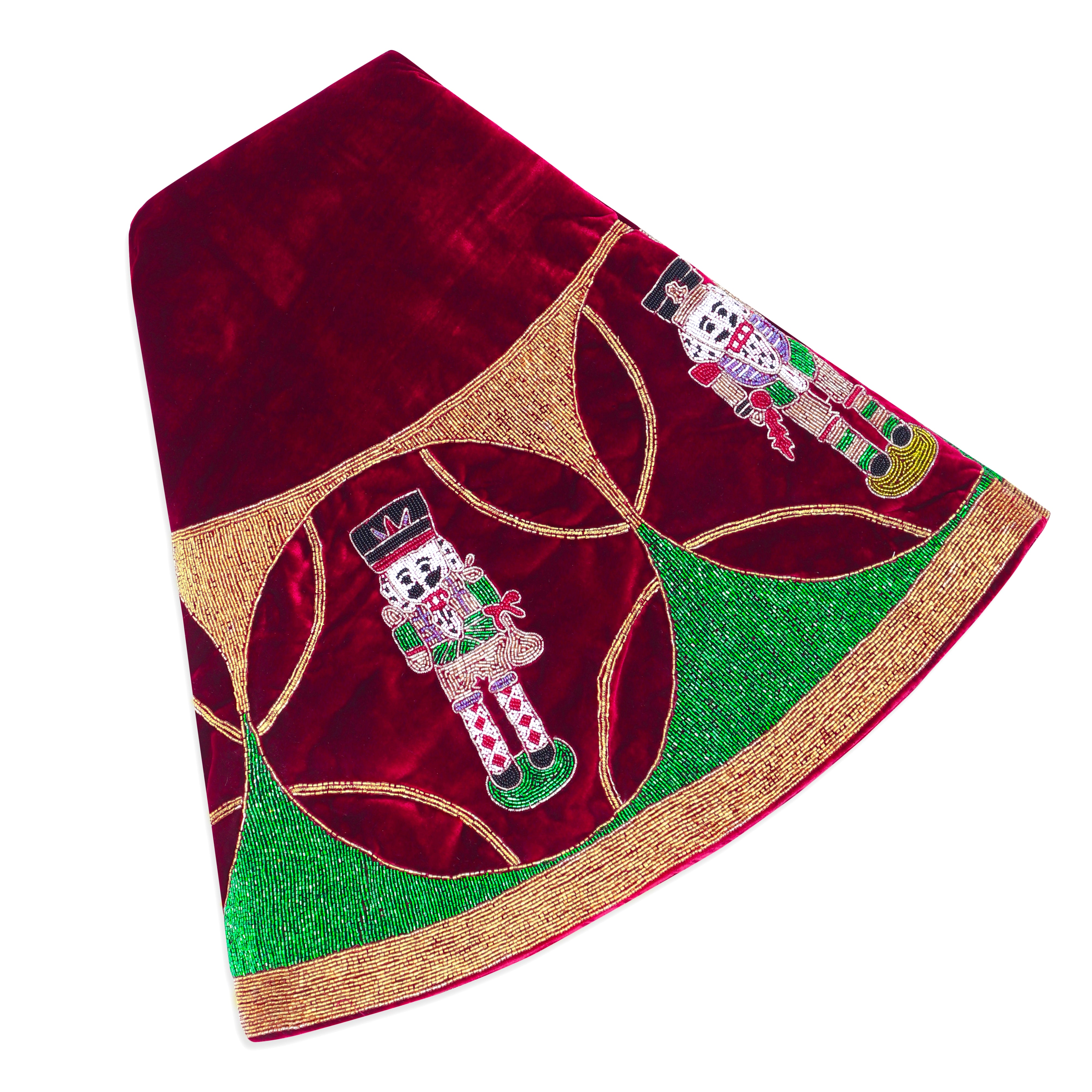 Nutcracker Red Velvet Christmas Tree Skirt