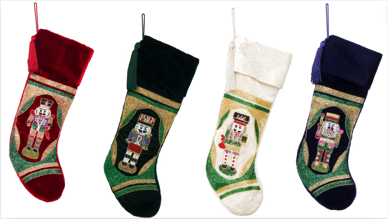 Nutcracker Christmas stocking set of 4. Red, Green, Blue, White Nutcracker Stockings christmas decorations fireplace Decoration
