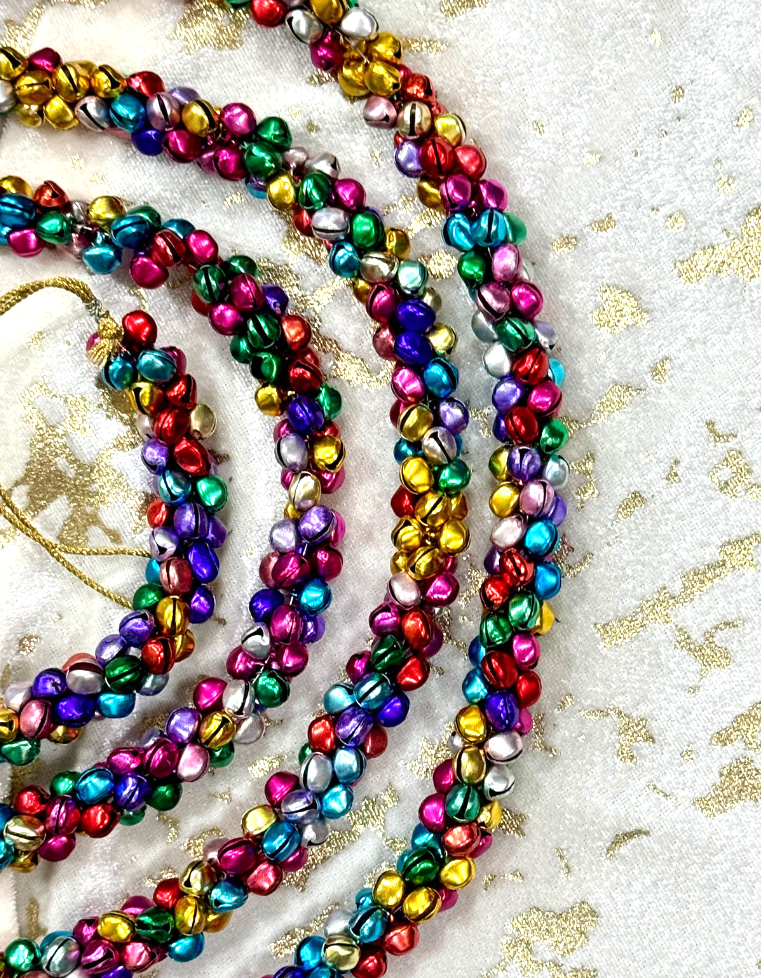 6 Feet Christmas Garland (2 pc), Multicolor bells beads christmas decorations Handmade Christmas gifts christmas heirloom ( SET OF 2 PCS)