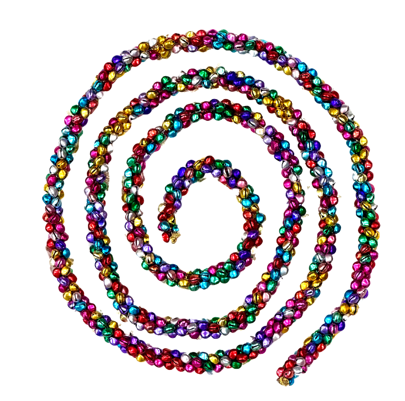 6 Feet Christmas Garland (2 pc), Multicolor bells beads christmas decorations Handmade Christmas gifts christmas heirloom ( SET OF 2 PCS)