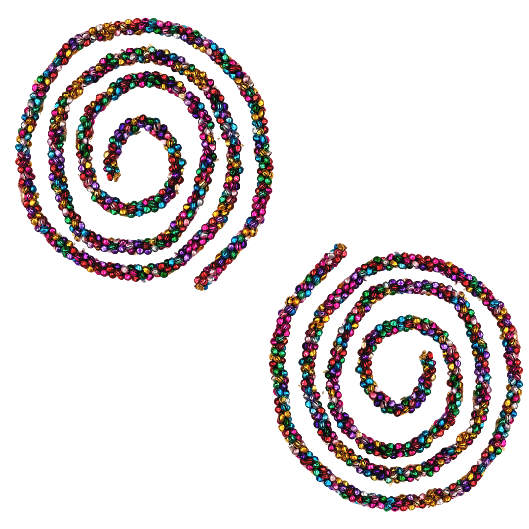 6 Feet Christmas Garland (2 pc), Multicolor bells beads christmas decorations Handmade Christmas gifts christmas heirloom ( SET OF 2 PCS)